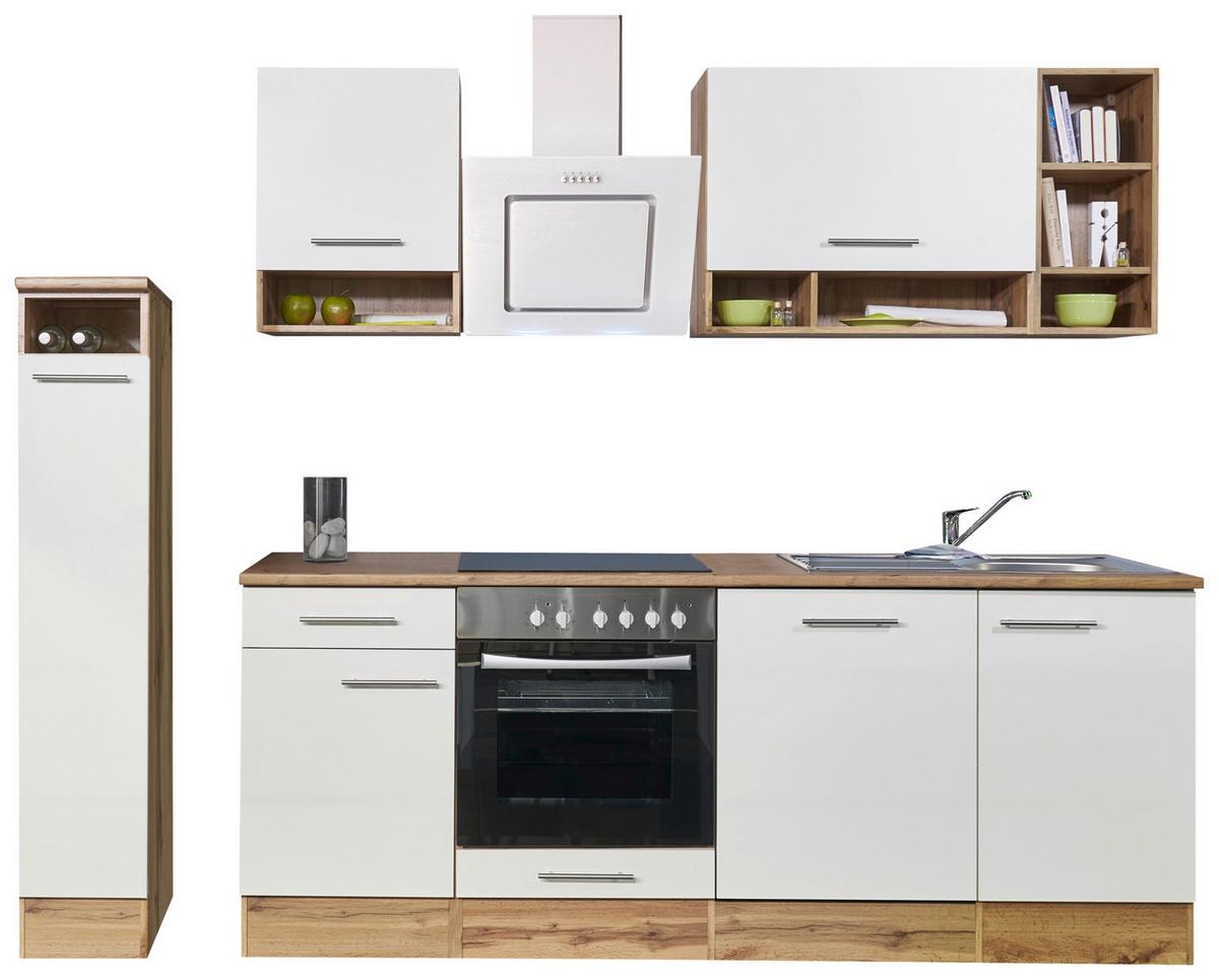 Küchenzeile ohne Geräte B: 250 cm Weiß/Wildeiche Dekor - Wildeiche/Weiß, Basics, Holzwerkstoff (250/205/60cm) - Respekta