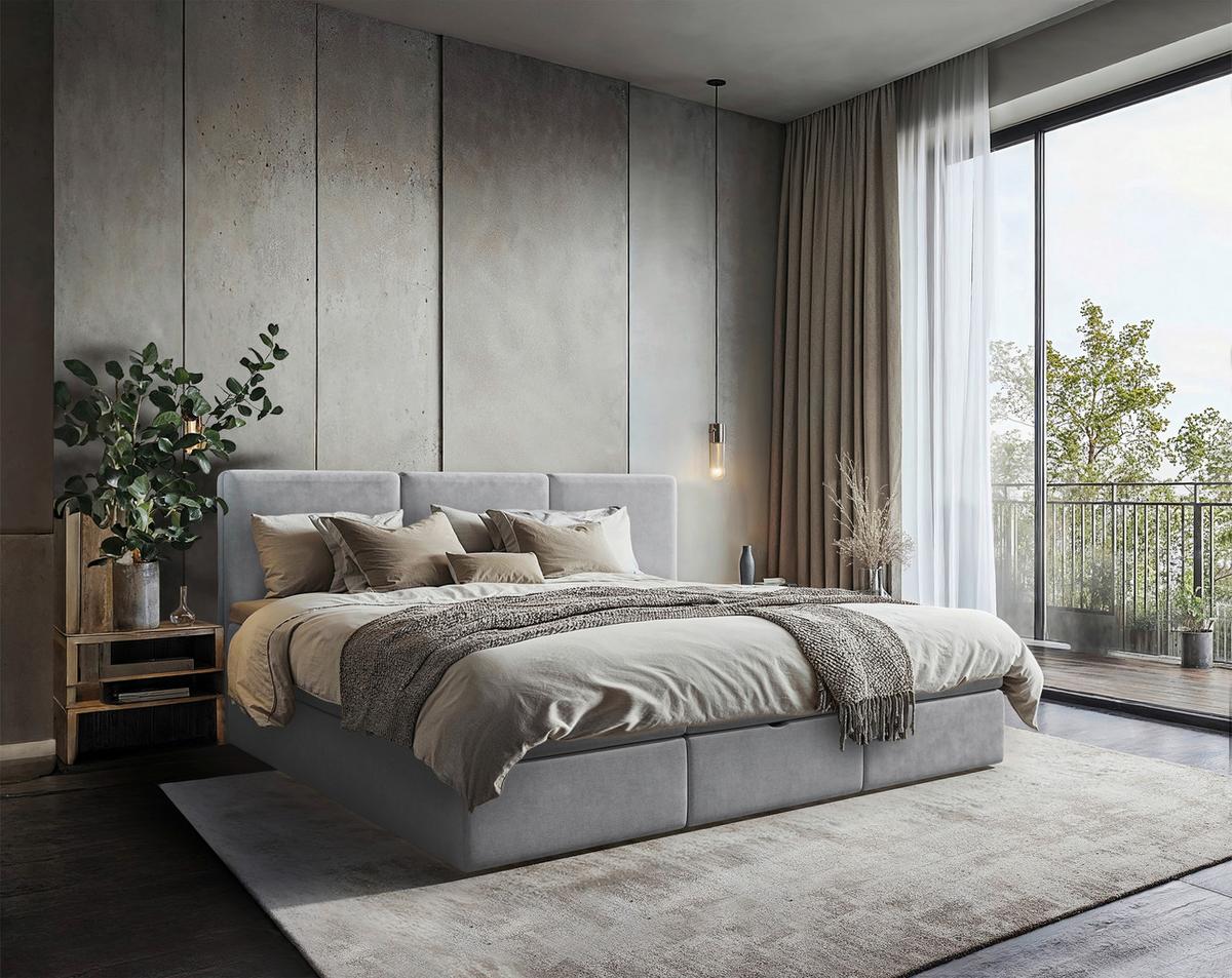 Familienbett Domino Combo Mit Bettkasten, Dunkelgrau 270x200 - Dunkelgrau/Schwarz, MODERN, Holz/Holzwerkstoff (270/200cm) - MID.YOU