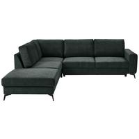 Ecksofa mit Schlaffunktion Adesso Dunkelgrün Chenillle - Dunkelgrün/Schwarz, KONVENTIONELL, Textil (257/275cm) - MID.YOU