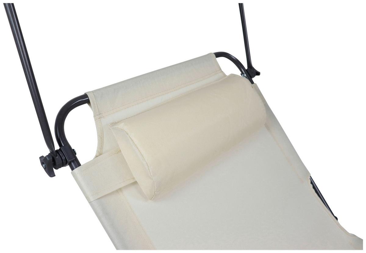 Gartenliege Bindox L Stahl verstellbar - Anthrazit/Creme, MODERN, Kunststoff/Textil (185/55/24cm) - Ambia Garden