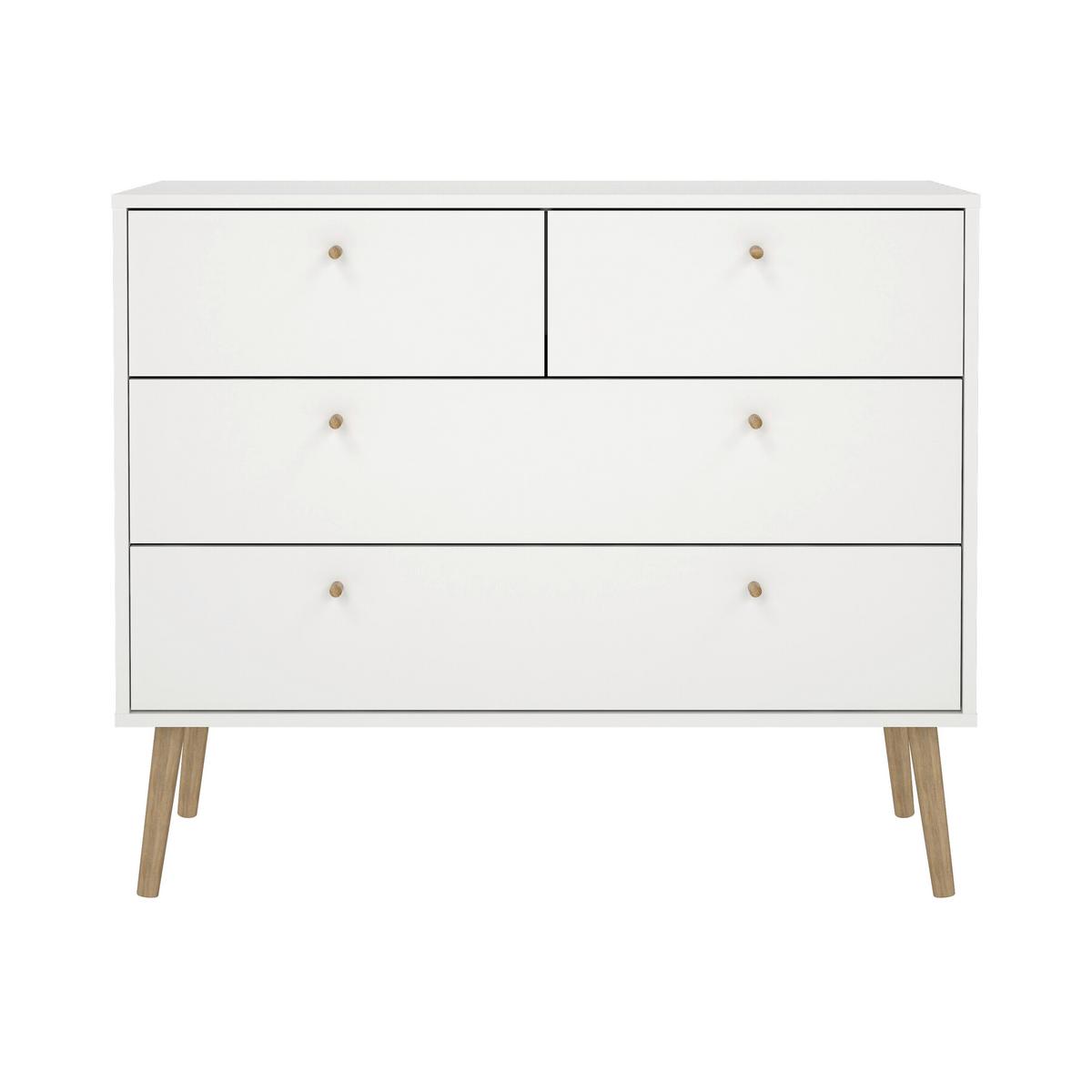 Kommode Bodo Weiß, B: 98,7 cm - Eichefarben/Weiß, Design, Holzwerkstoff (98,7/81,7/39,1cm) - Livetastic