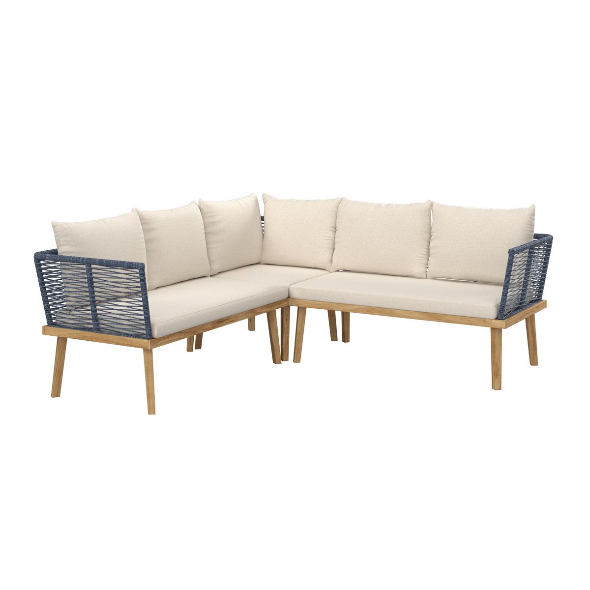 JEDÁLENSKÁ TERASOVÁ SÚPRAVA JULINA - farba akácie/krémová, Modern, kov/drevo (205/76/72cm) - Bessagi Garden