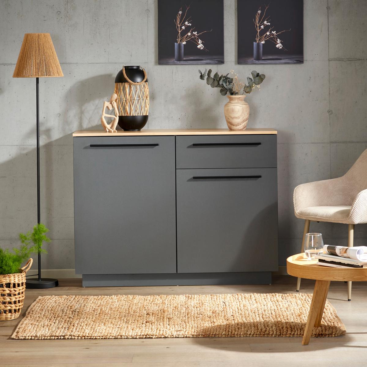 Kommode B: 120 Cm Alaska Anthrazit/eiche Artisan - Anthrazit/Eiche Artisan, MODERN, Holzwerkstoff (120/90,9/42cm)