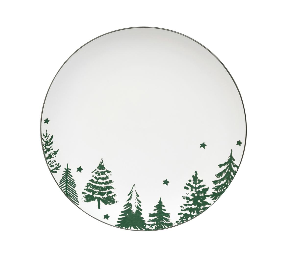 Speiseteller Mauna - Dunkelgrün/Weiß, Basics, Keramik (27cm) - Luca Bessoni