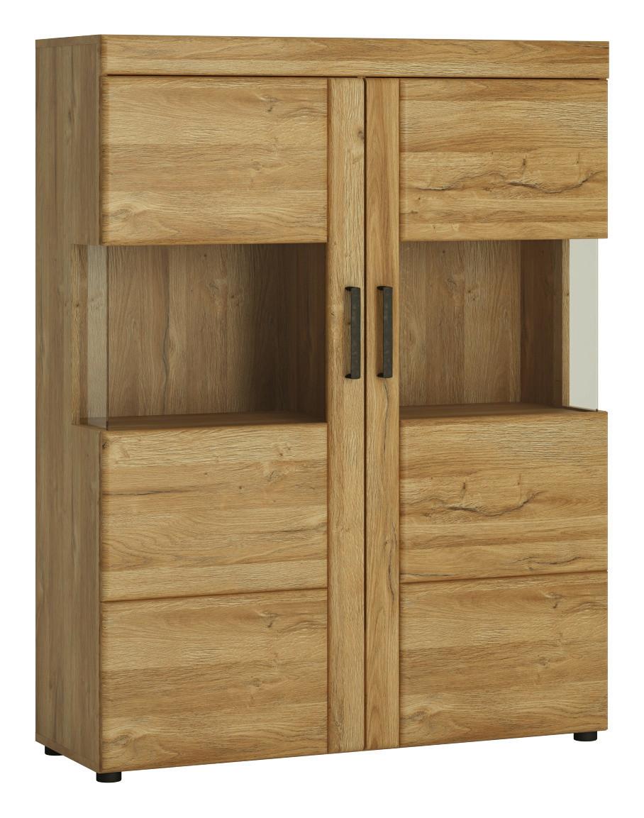 Vitrin Cortina - tölgyfa, Modern, faalapú anyag/Üveg (101,9/133/37,4cm)