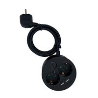 Verteiler 2-Fach Schwarz mit Kontrollschalter - Schwarz, KONVENTIONELL, Kunststoff/Metall (10/10/4cm) - Ondega