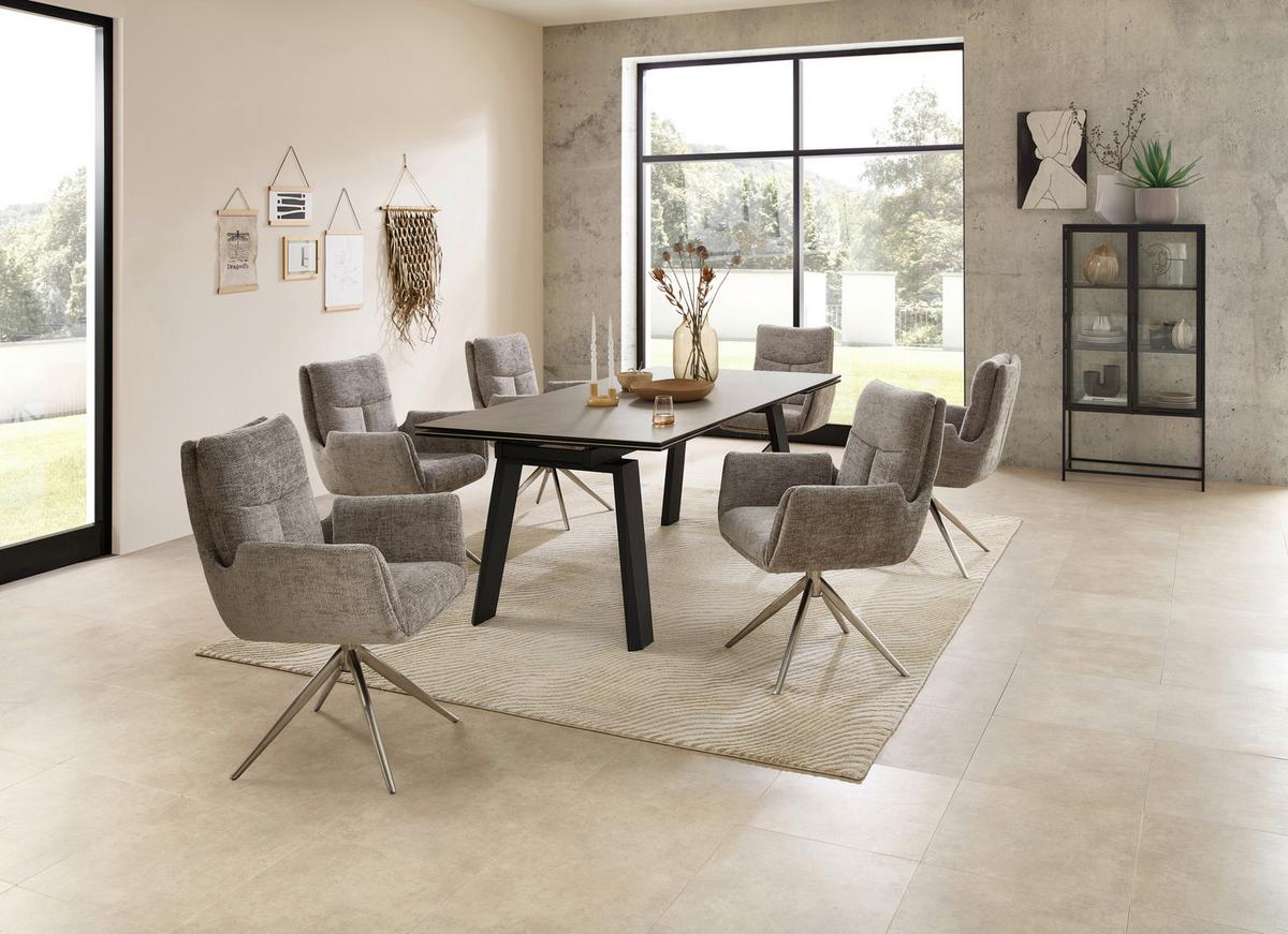 Esstisch Janis Grau/Schwarz - Schwarz/Grau, MODERN, Glas/Keramik (200-300/100/76cm) - Livetastic