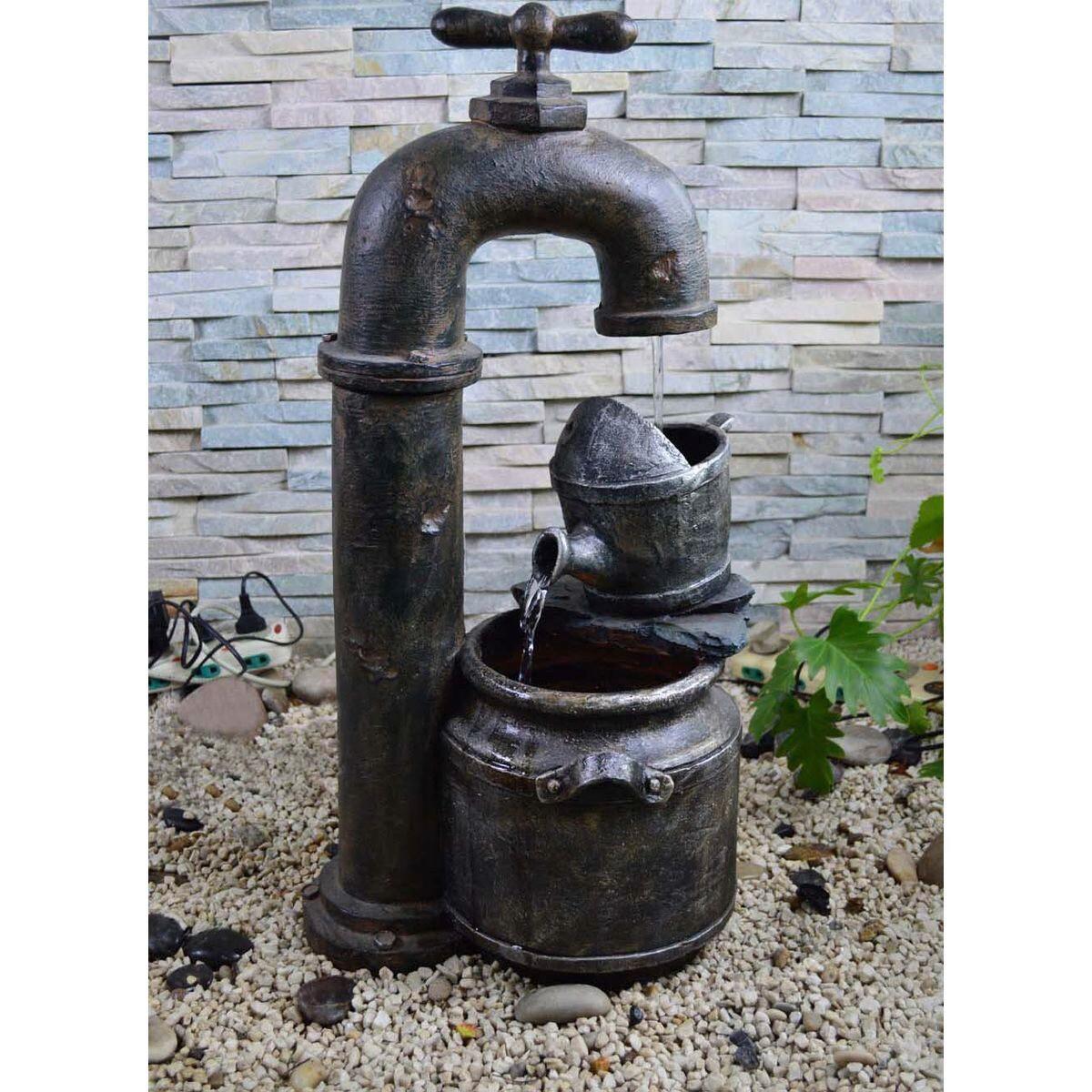 Gartenbrunnen Apollon Grau inkl. Zubehör - Grau, Basics, Kunststoff (28/74,5/41cm)