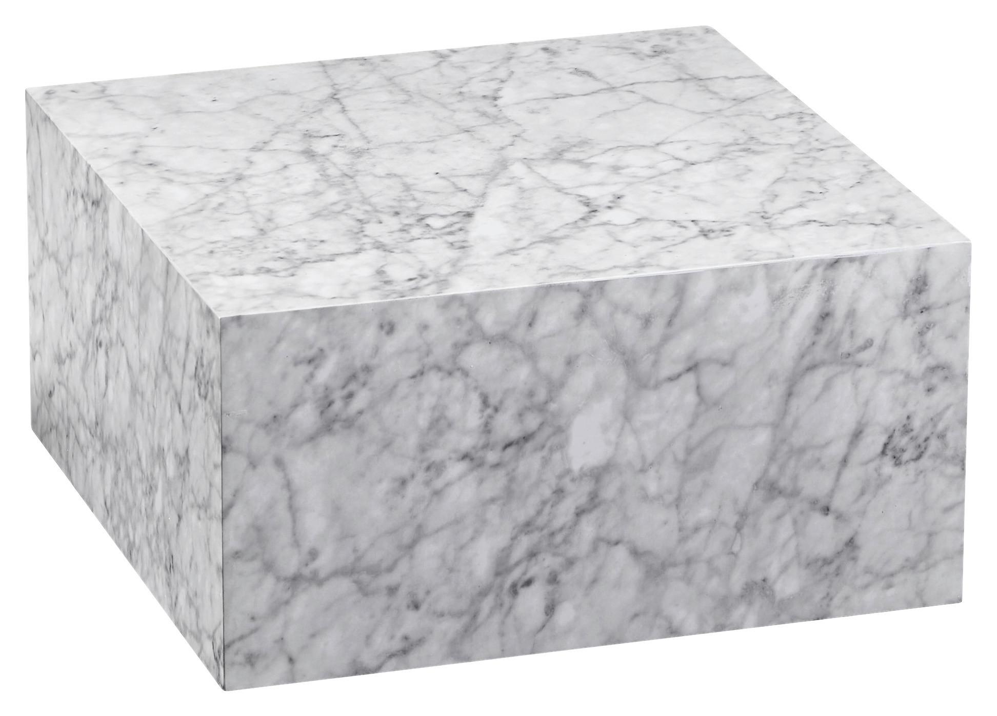 Couchtisch Quadratisch Monobloc, Marmoroptik Weiß