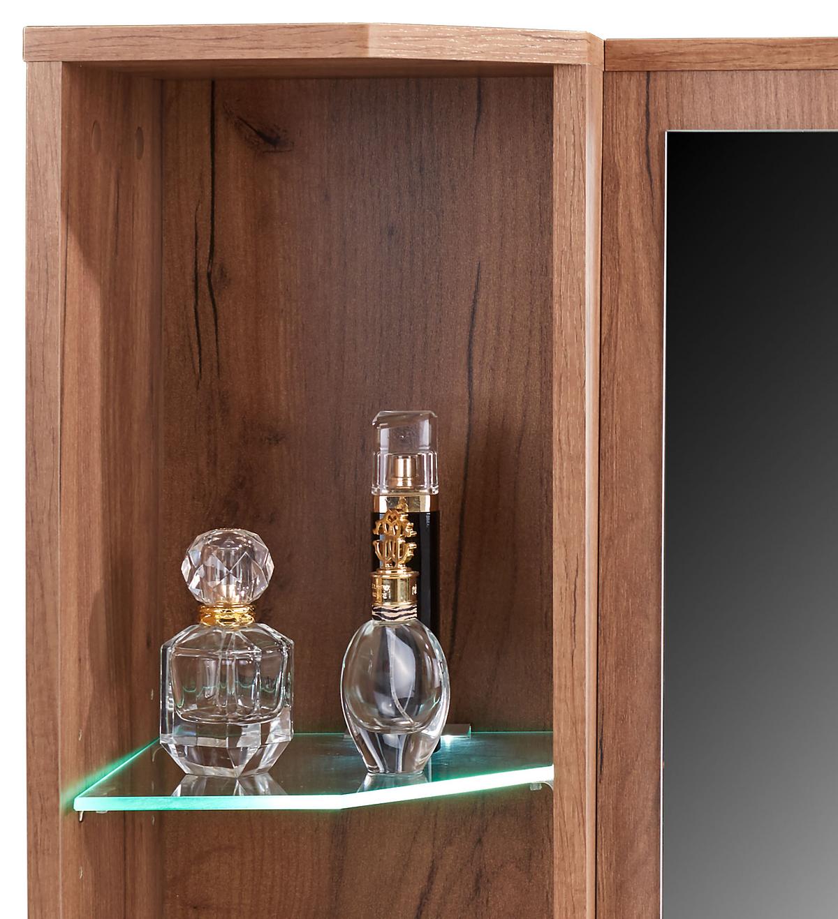 Spiegelelement Avensis New Eiche Dekor Mit 2 Ablagen - Eichefarben, KONVENTIONELL, Glas/Holzwerkstoff (90/70/25cm) - Luca Bessoni