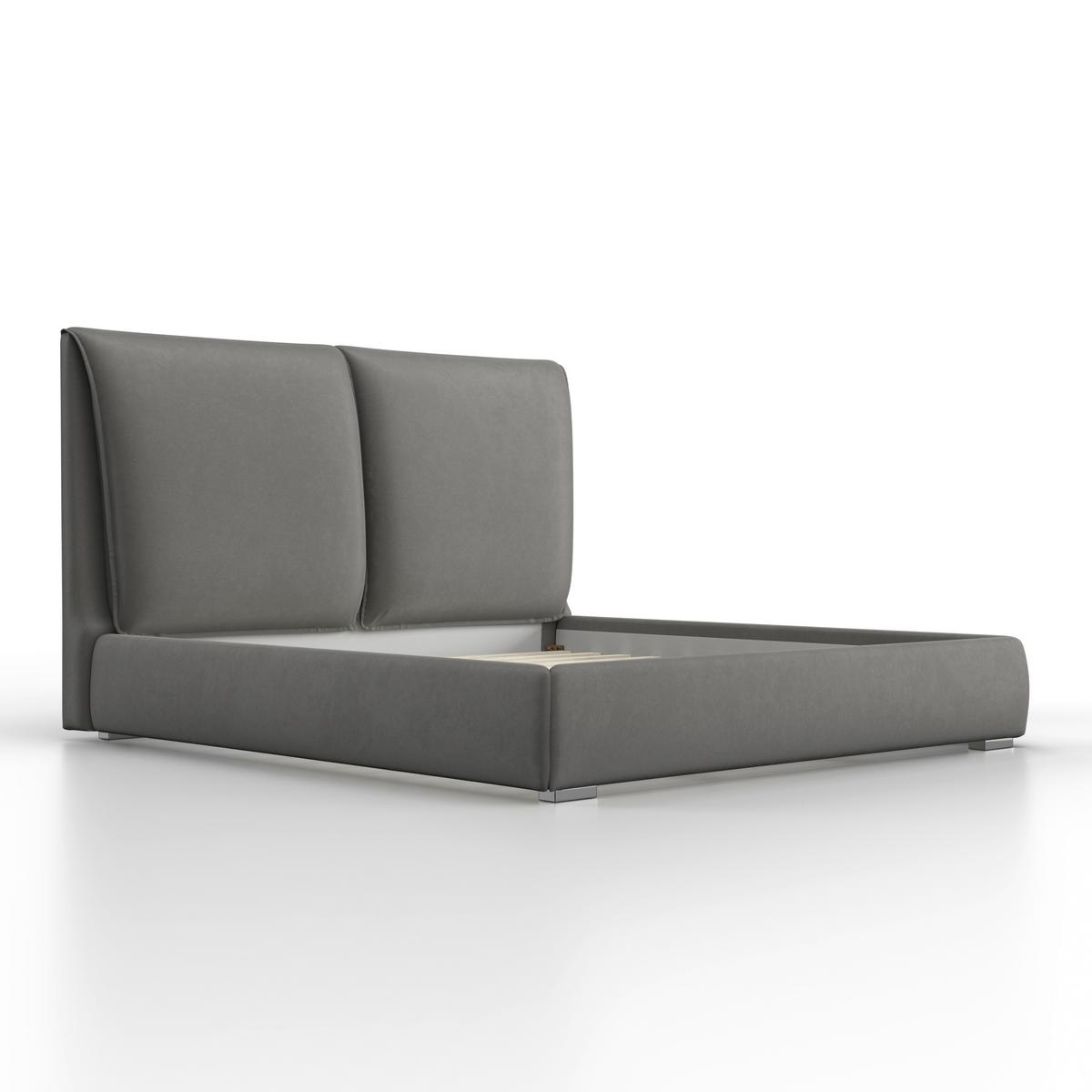 Čalouněná postel SOPHIE 180x200, šedá - šedá/barvy stříbra, Moderní, kov/dřevo (180/200cm) - Bessagi Home