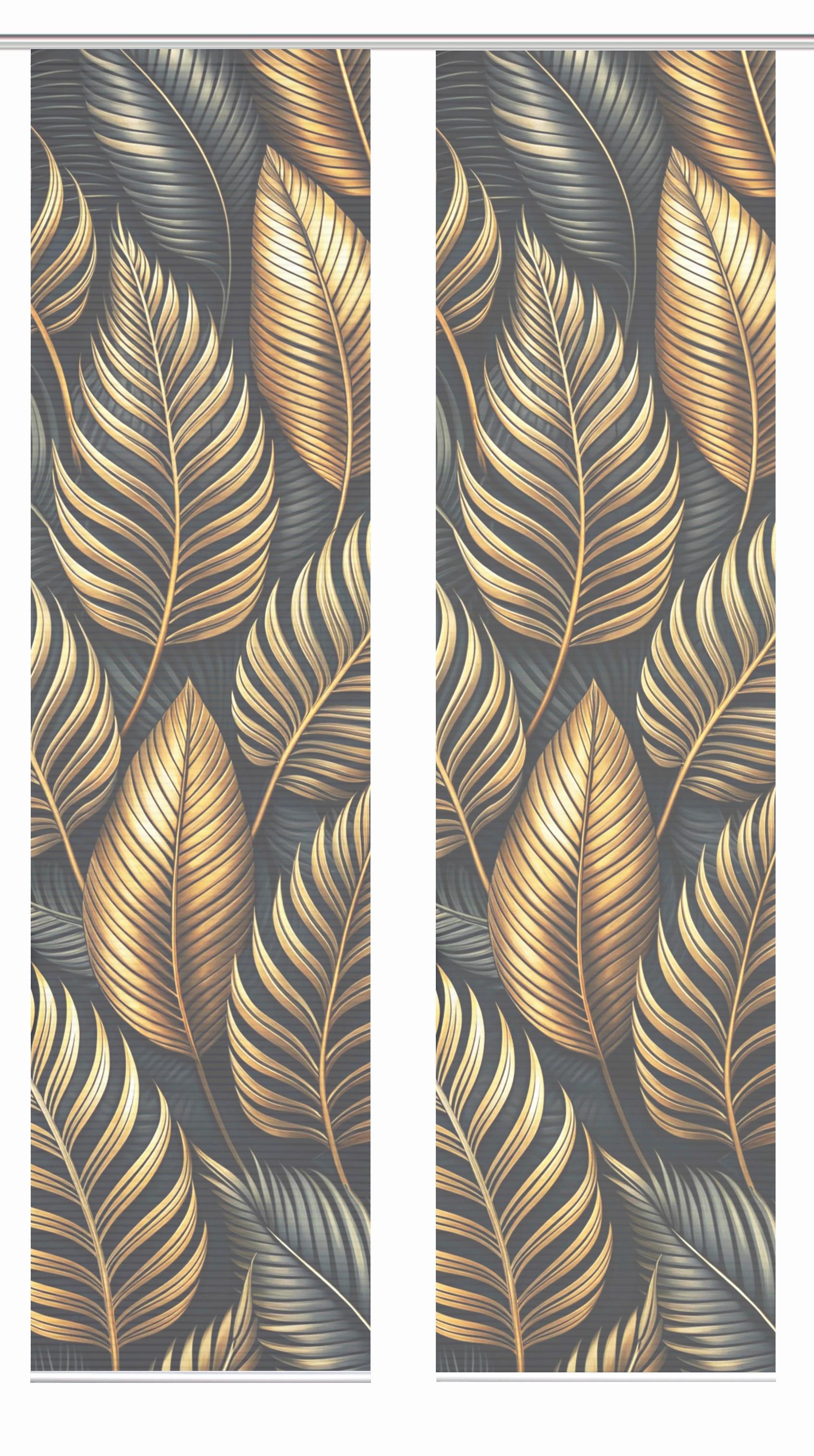 Flächenvorhang Zedric 2er Set - Anthrazit/Goldfarben, Natur, Textil (60/245cm)