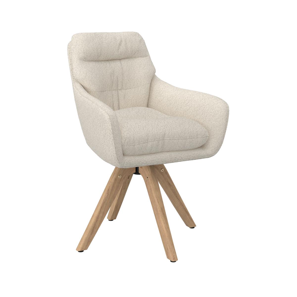 STOLIČKA S PODRÚČKAMI JUANA - krémová/prírodná farba, Modern, drevo/textil (61/93/65cm) - Bessagi Home