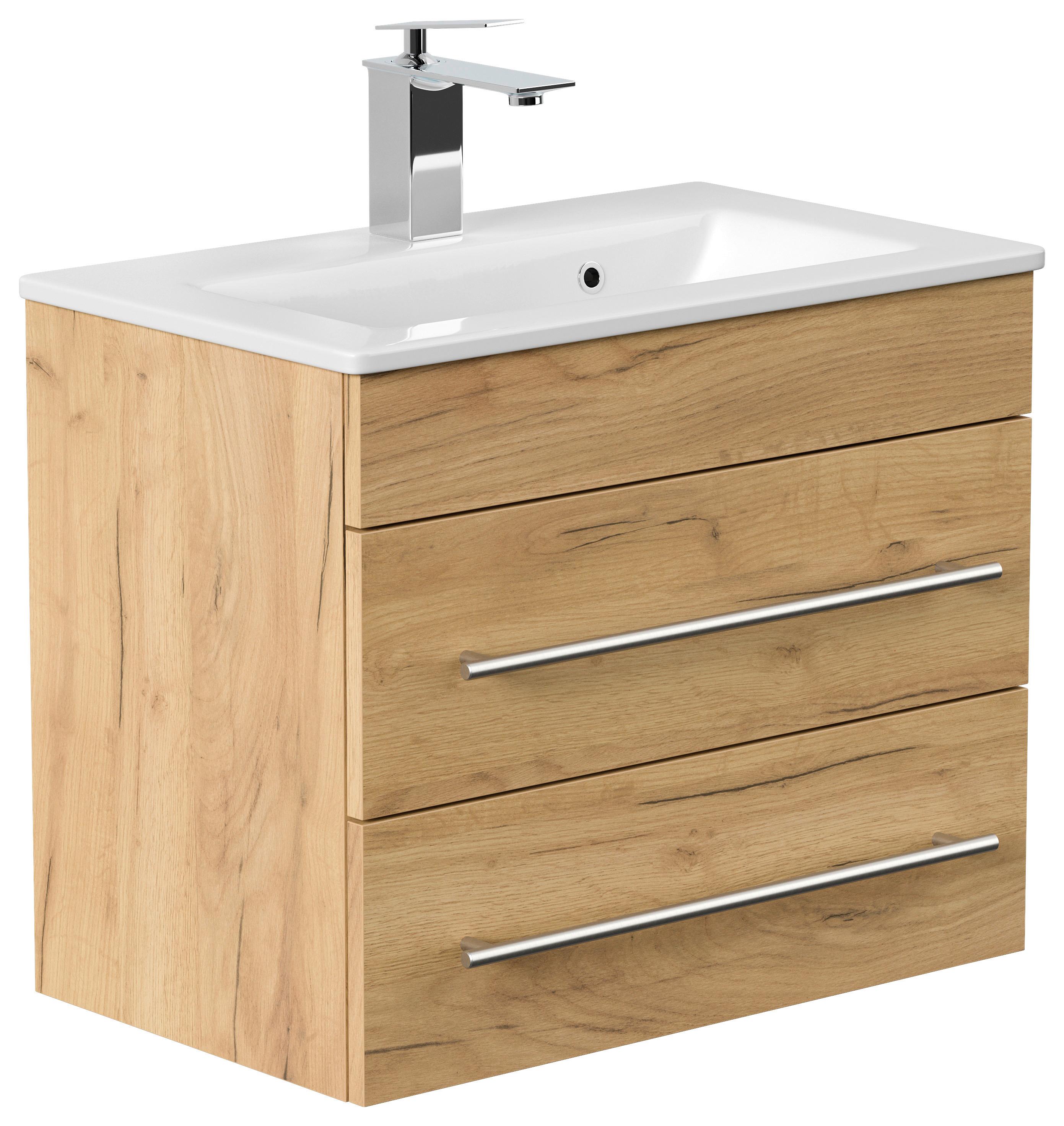 Badezimmer Portus Eiche Dekor B: 60,6 cm - Eichefarben/Weiß, MODERN, Keramik/Holzwerkstoff (60,6cm) - MID.YOU