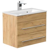 Badezimmer Portus Eiche Dekor B: 60,6 cm - Eichefarben/Weiß, MODERN, Keramik/Holzwerkstoff (60,6cm) - MID.YOU