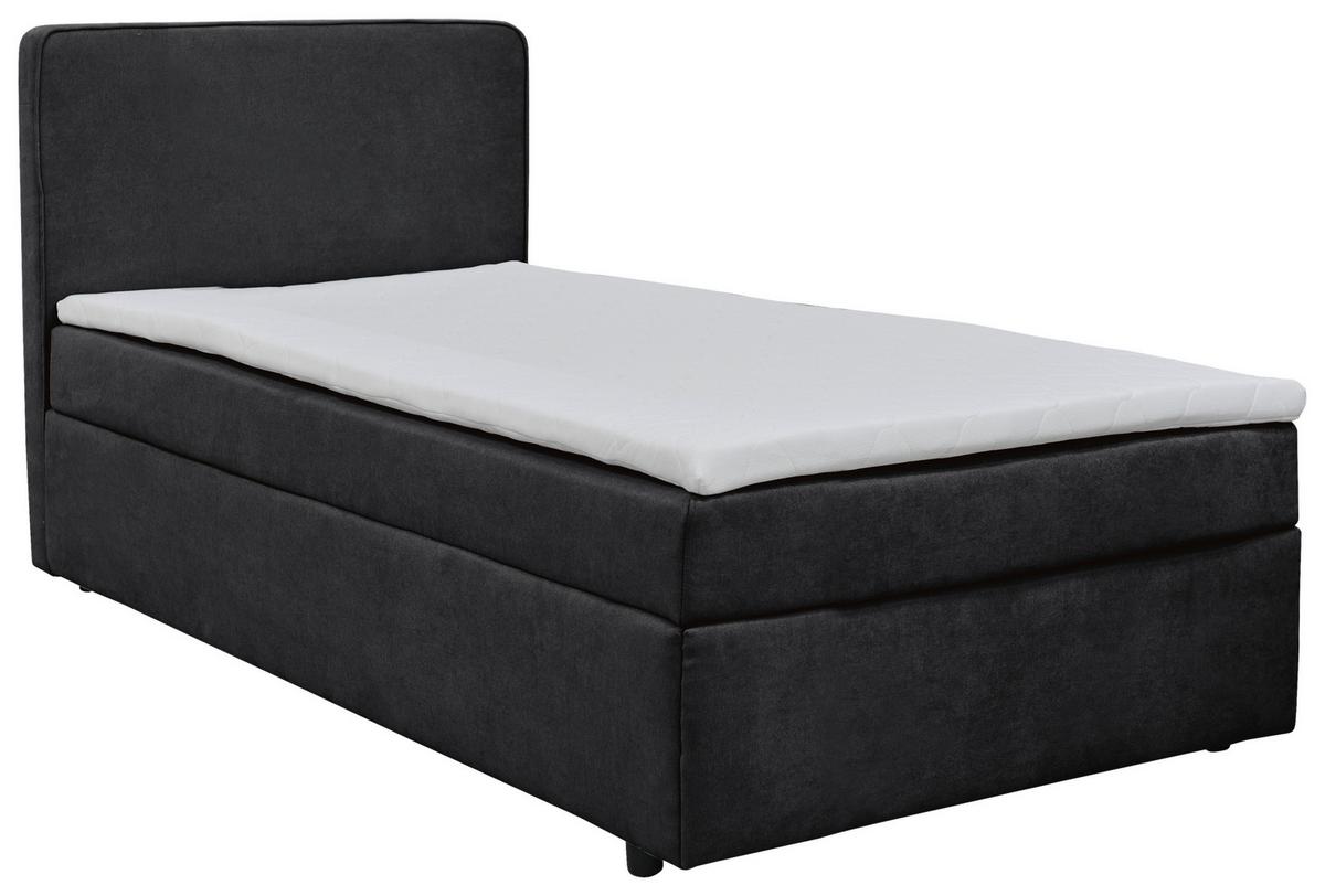 Boxbett mit Topper 120x200 Jubi - Anthrazit/Schwarz, KONVENTIONELL, Holz/Textil (120/200cm)