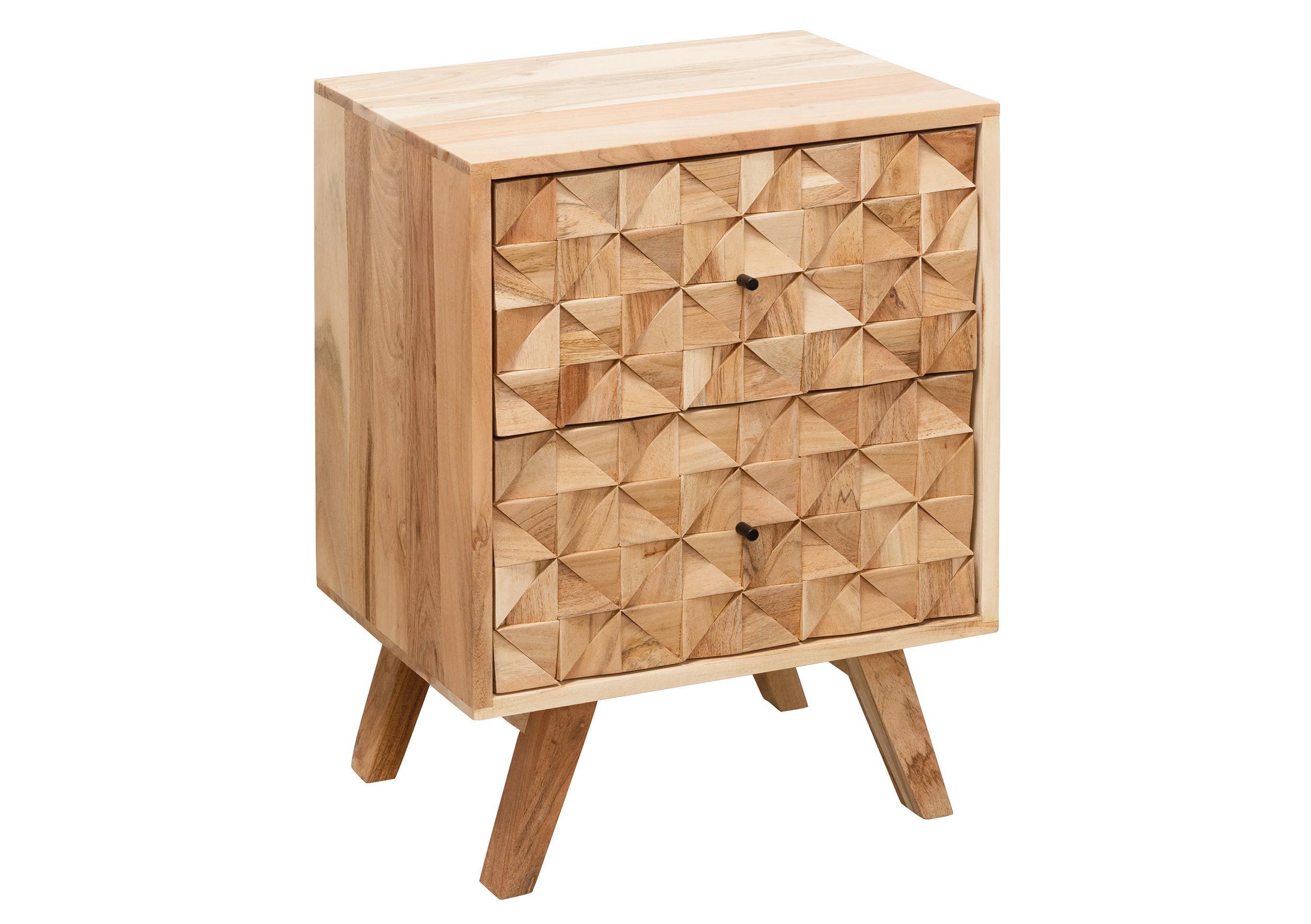 Nočný stolík Rewa masív akácia - čierna/farba akácie, Lifestyle, kov/drevo (44/61/35cm) - MID.YOU