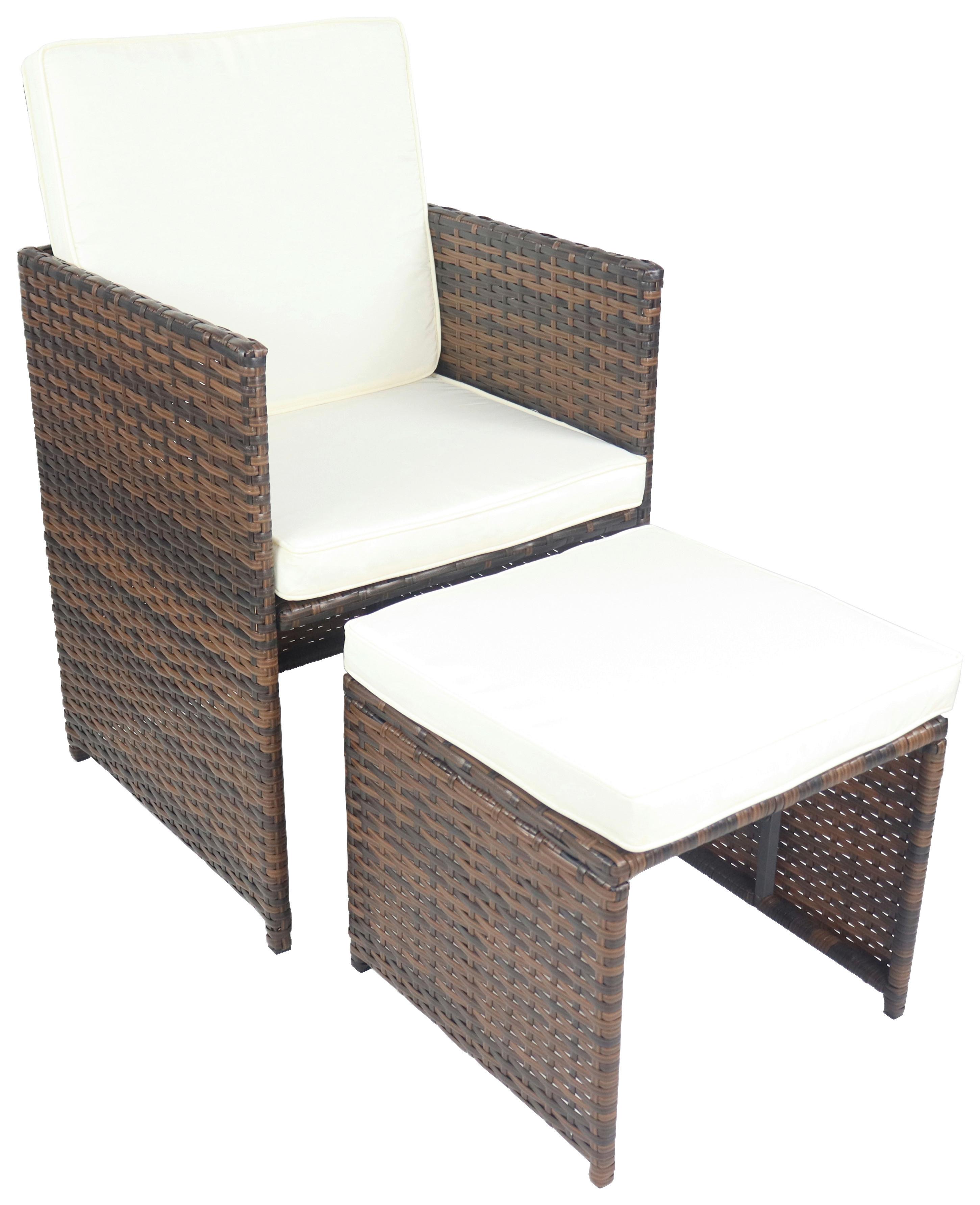 Gartensessel-Set 4-Tlg. Raloso Metall/Kunststoff/Textil - Braun/Weiß, MODERN, Kunststoff/Textil (53/84/53cm) - Ambia Garden
