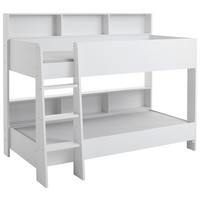 Etagenbett Sway Weiß Mit Leiter + Regale - Weiß, Basics, Holzwerkstoff (90/200cm)