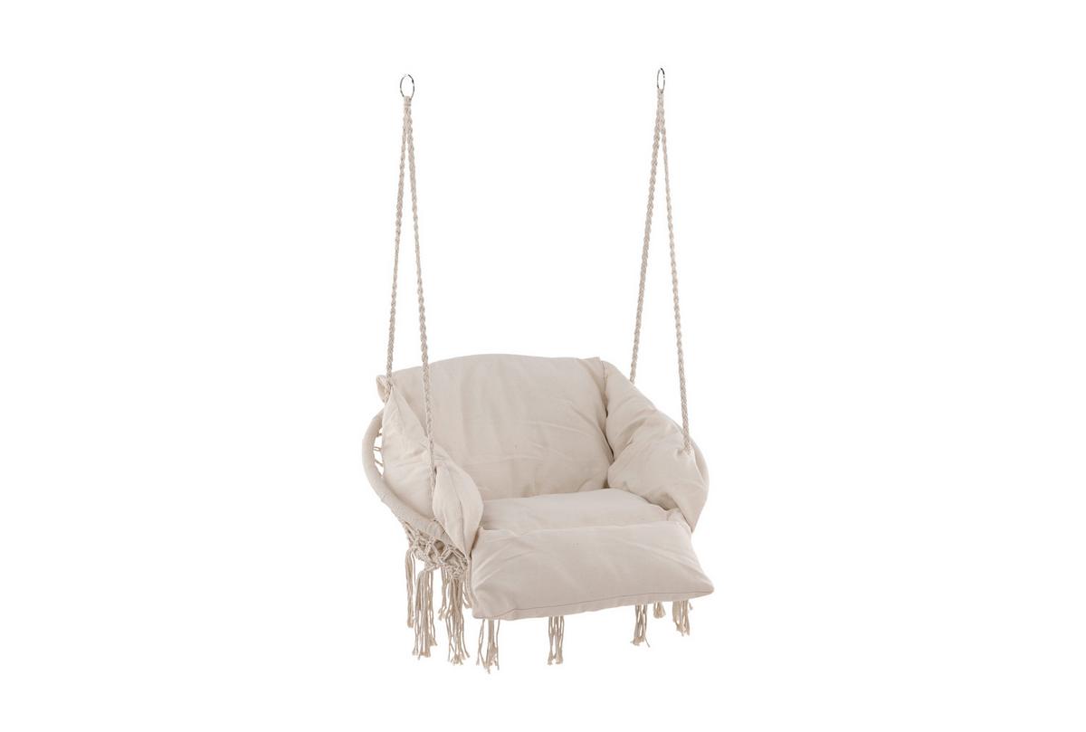Hängesessel Hamtic mit Sitz- und Rückenkissen - Weiß, KONVENTIONELL (80/90/60cm) - Gardenson