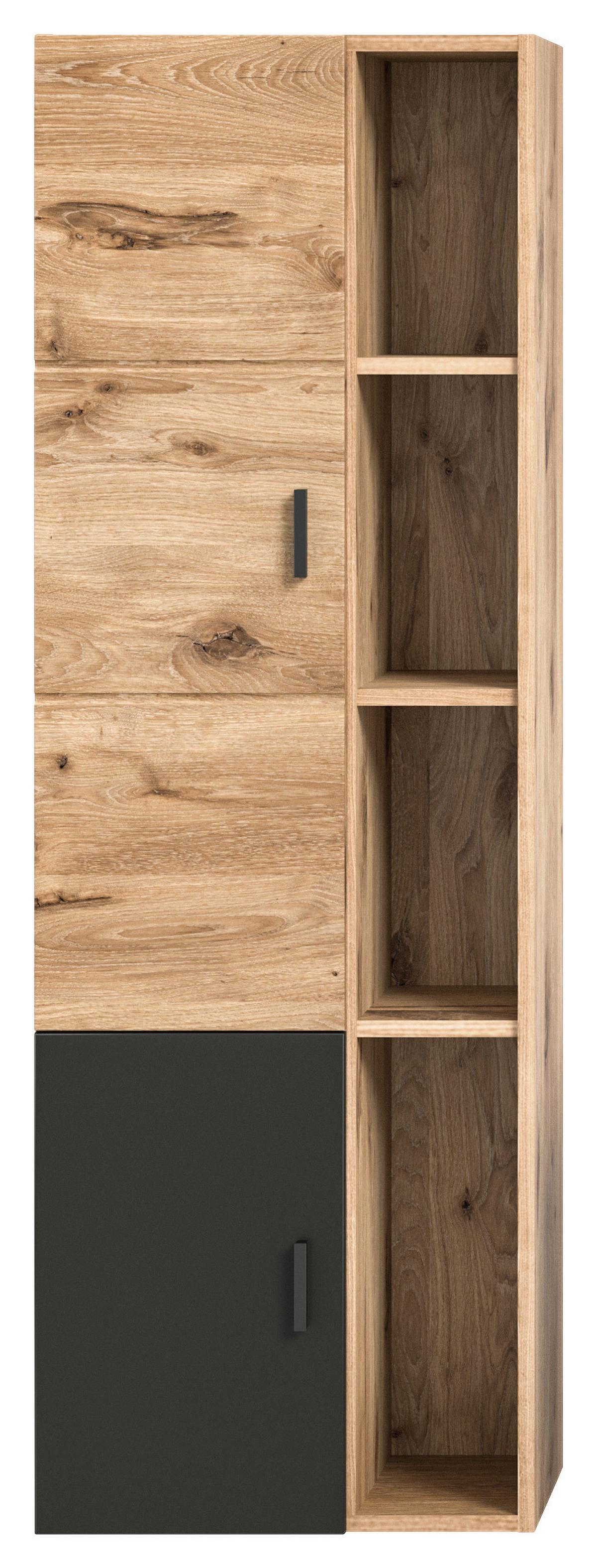 Badezimmer Grado Eiche Dekor/Grau - Weiß Hochglanz/Grau, MODERN, Glas/Keramik (182cm) - MID.YOU