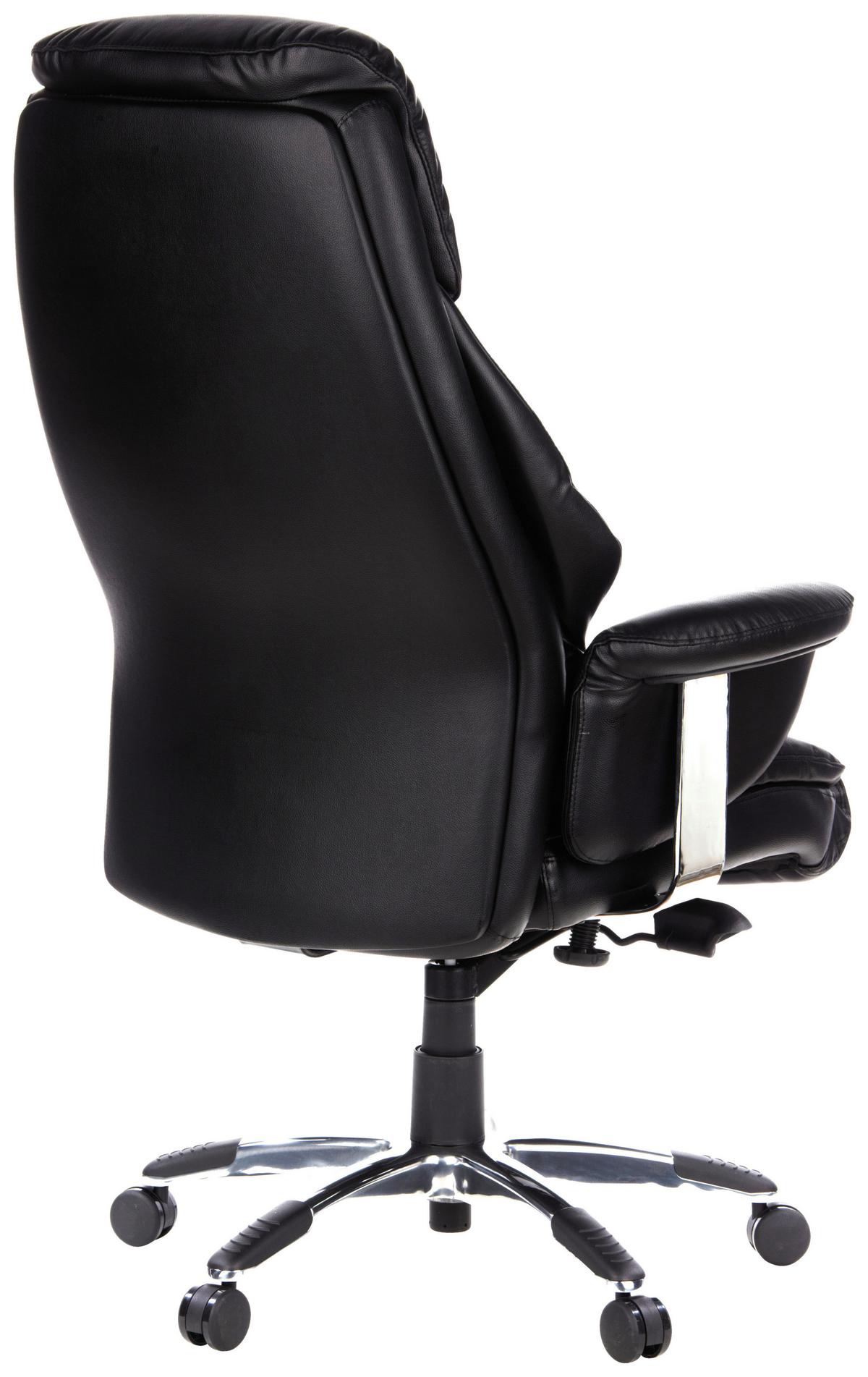 Chefsessel Prado Schwarz Bis 130 Kg - Chromfarben/Schwarz, MODERN, Leder/Kunststoff (63/140/52cm) - MID.YOU