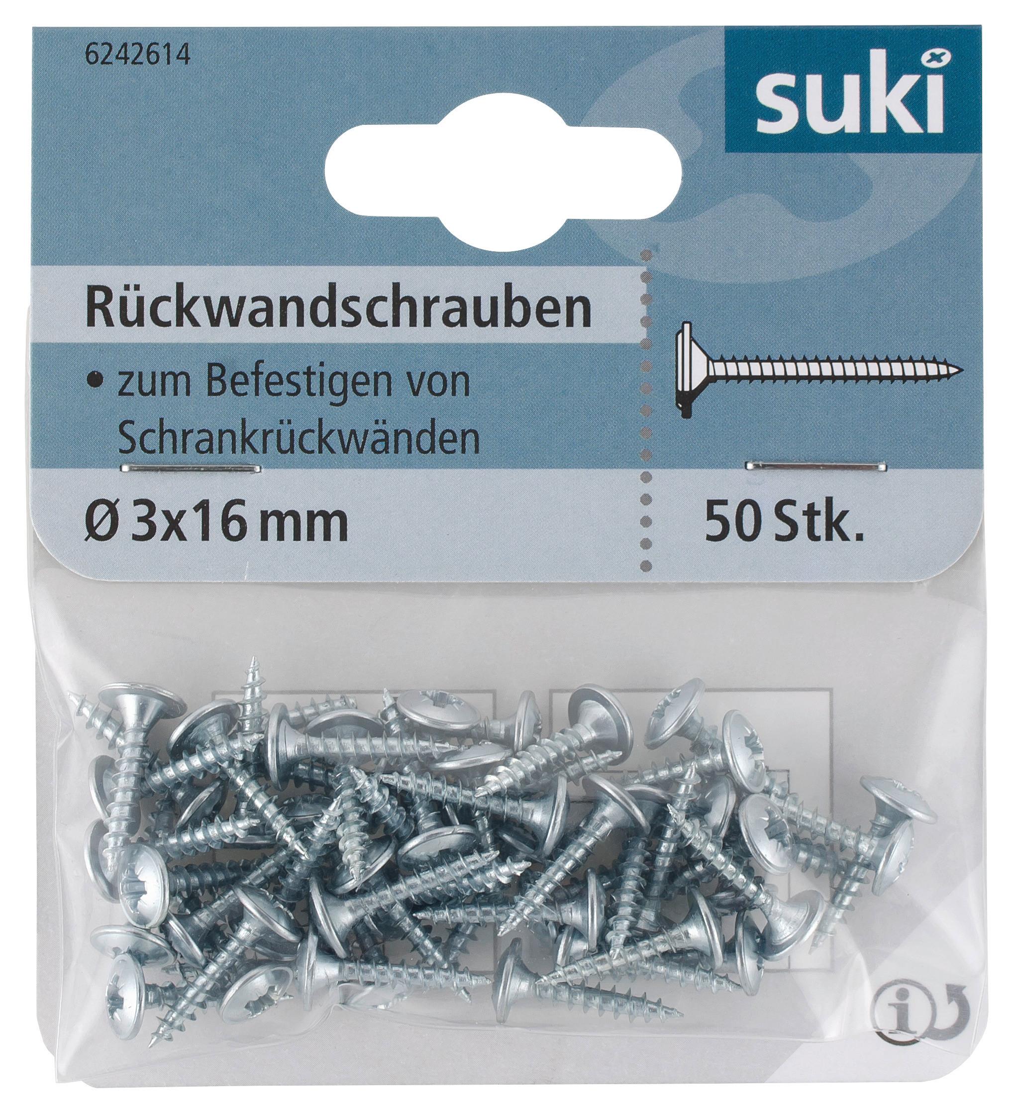 Rückwandschraube aus Stahl L: 1,6 cm, 50 Stk. - Silberfarben, Metall (1,6cm) - Suki