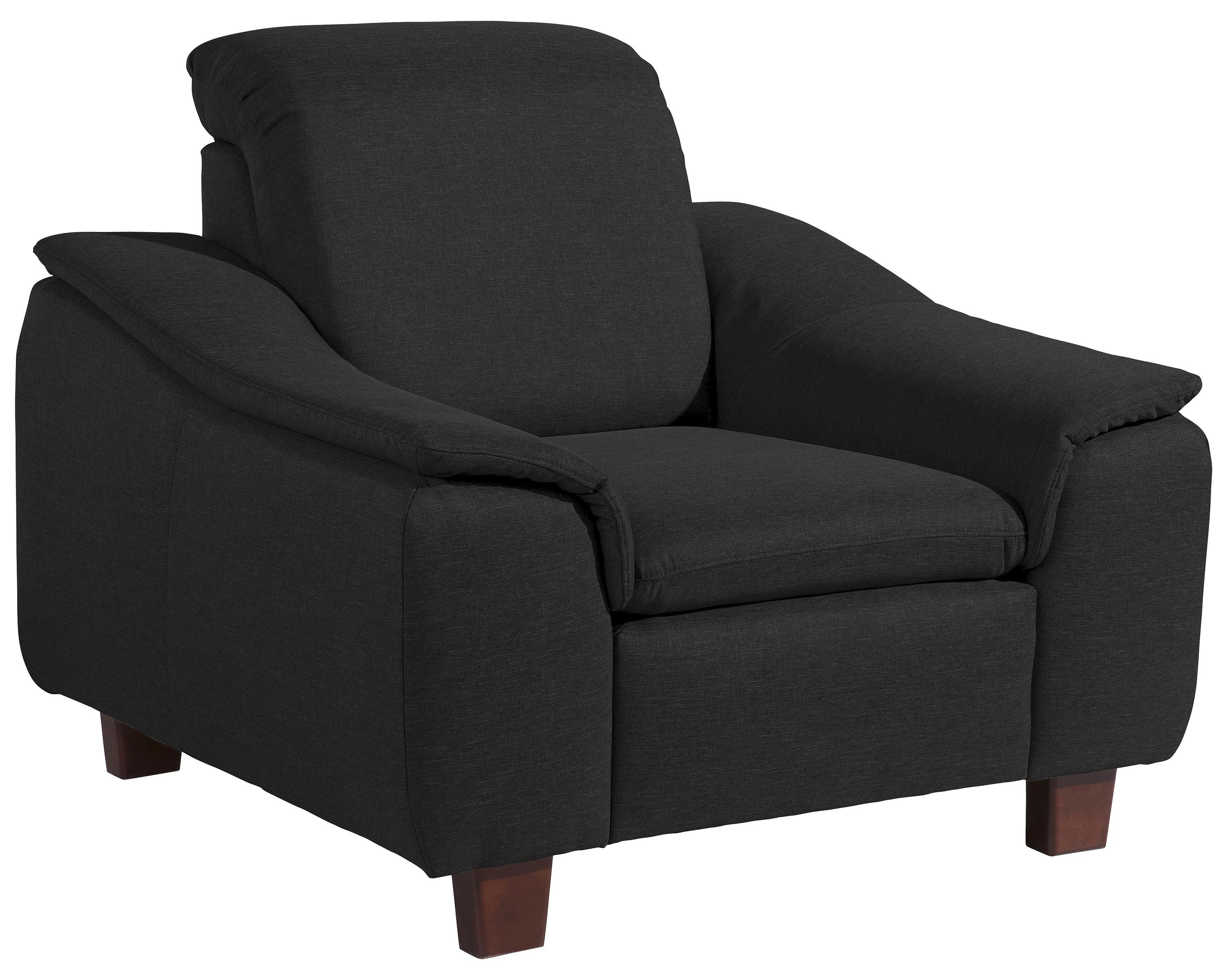 Polstersessel mit Armlehnen Aaron Flachgewebe Schwarz - Nussbaumfarben/Schwarz, Design, Textil (100/87/82cm) - Max Winzer