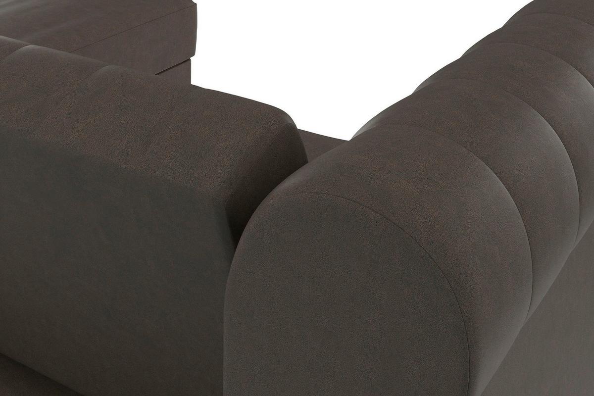 Ecksofa Firenze Dunkelbraun, mit Schlaffunktion - Dunkelbraun/Schwarz, Basics, Textil (241/154cm) - Livetastic