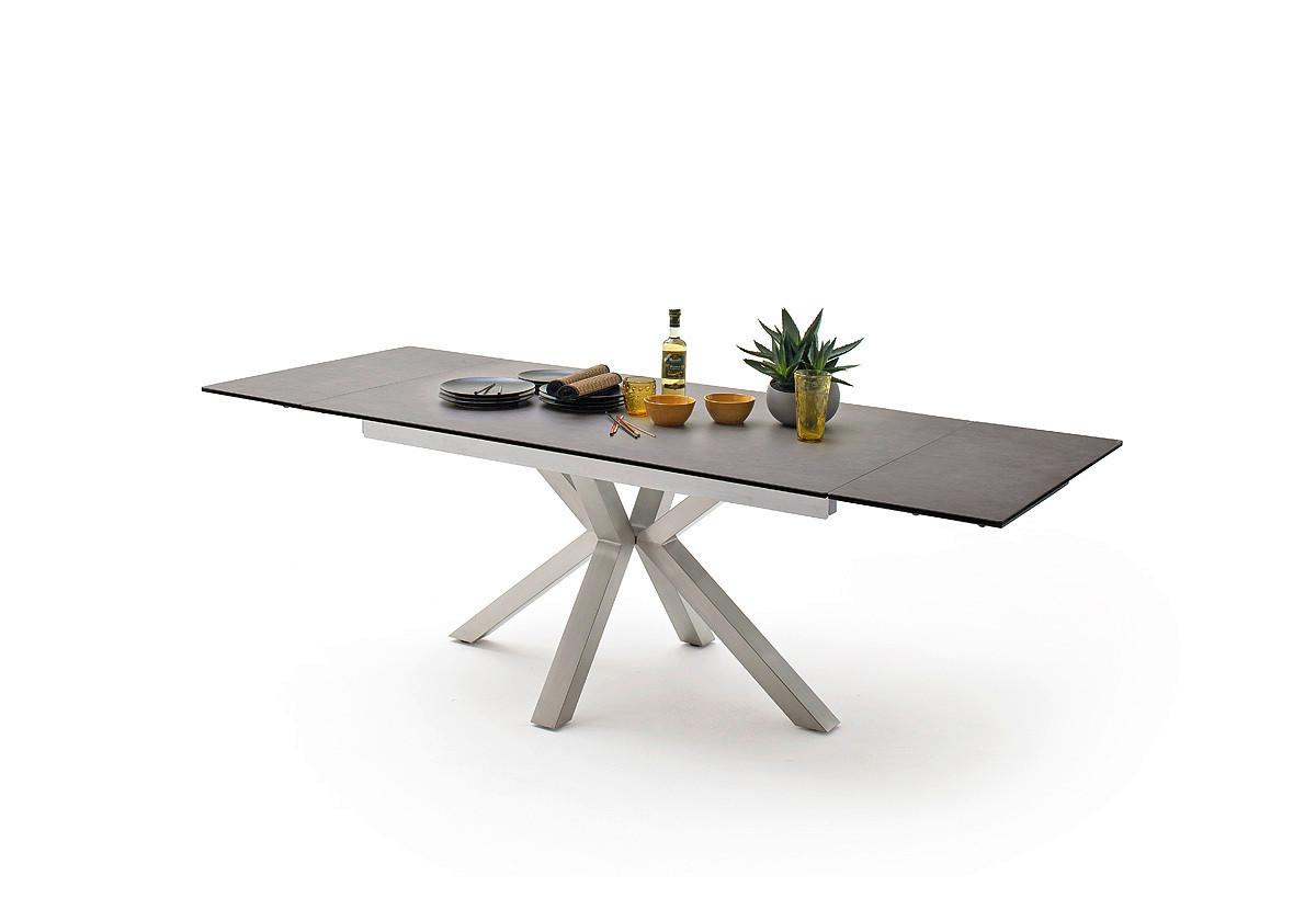 Ausziehtisch Nagano 160 Az 160-240x76x90 Cm Anthrazit - Edelstahlfarben/Anthrazit, Trend, Keramik/Metall (160-240/76/90cm)
