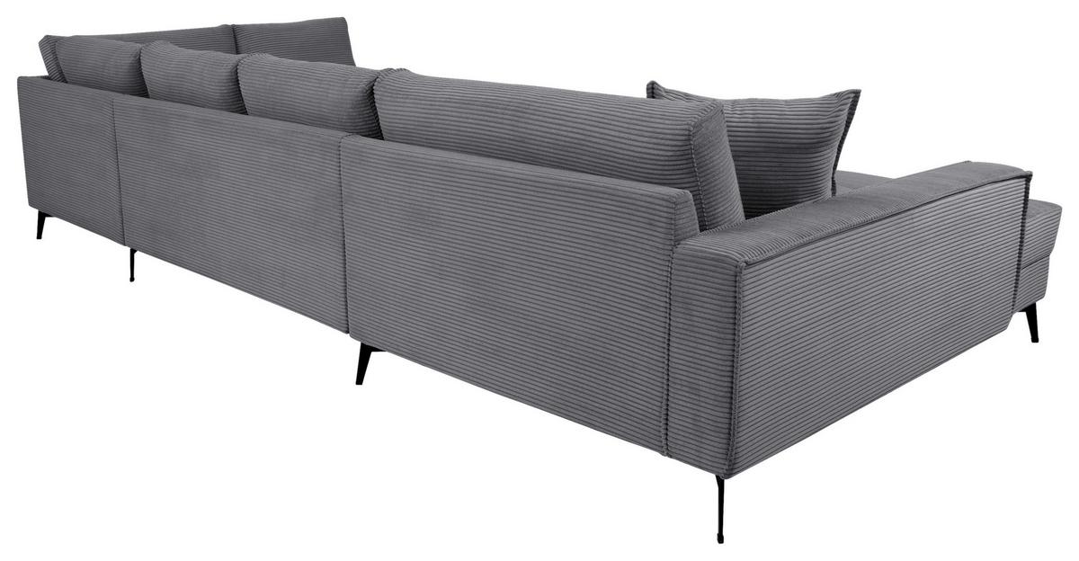 Wohnlandschaft Zero D-Grau U-Form 195x362x173 cm - Dunkelgrau/Schwarz, Trend, Textil (173/362/195cm)