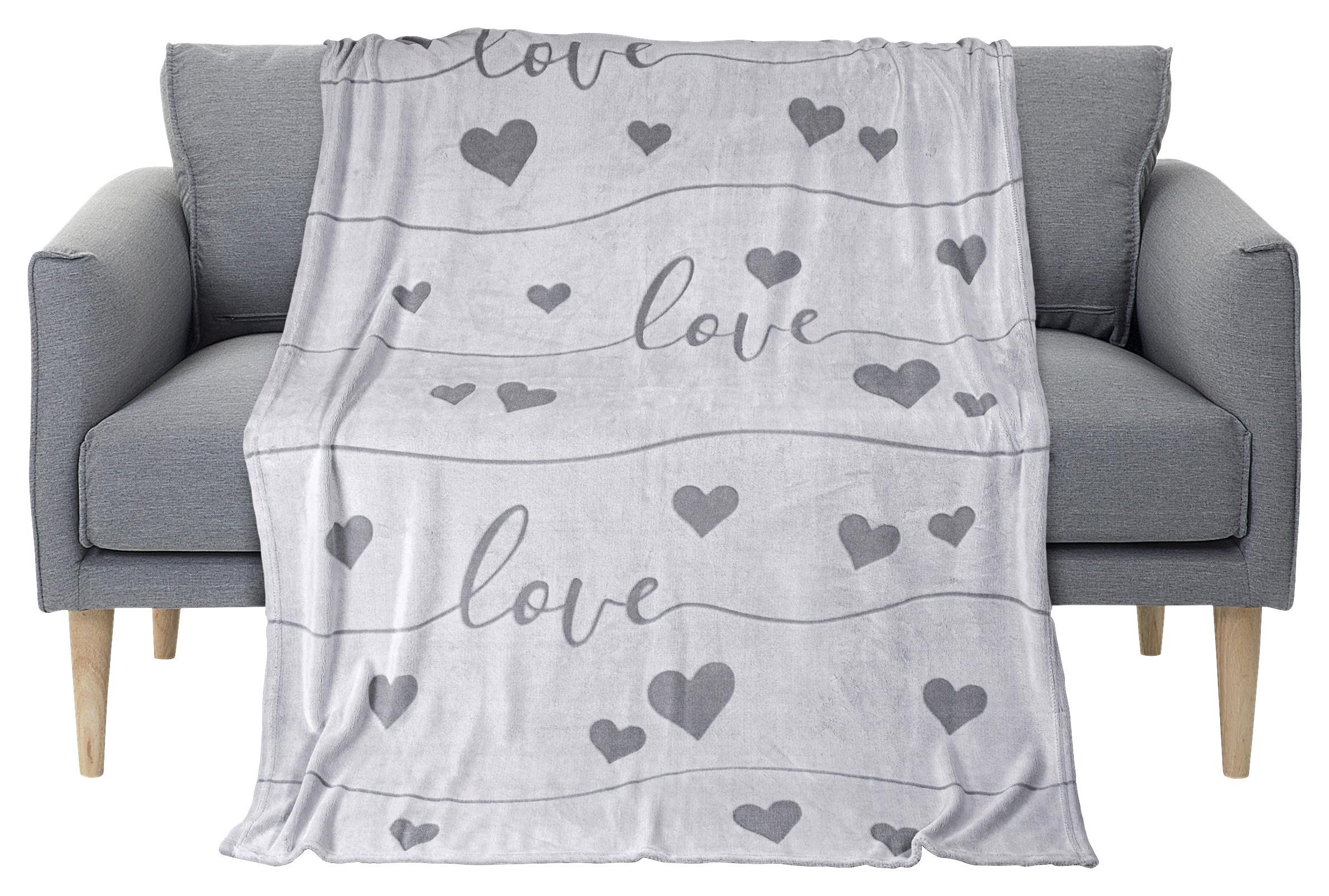 Kuscheldecke Sophia Grau 130x170 cm Schriftzug - Grau, MODERN, Textil (130/170cm) - Luca Bessoni