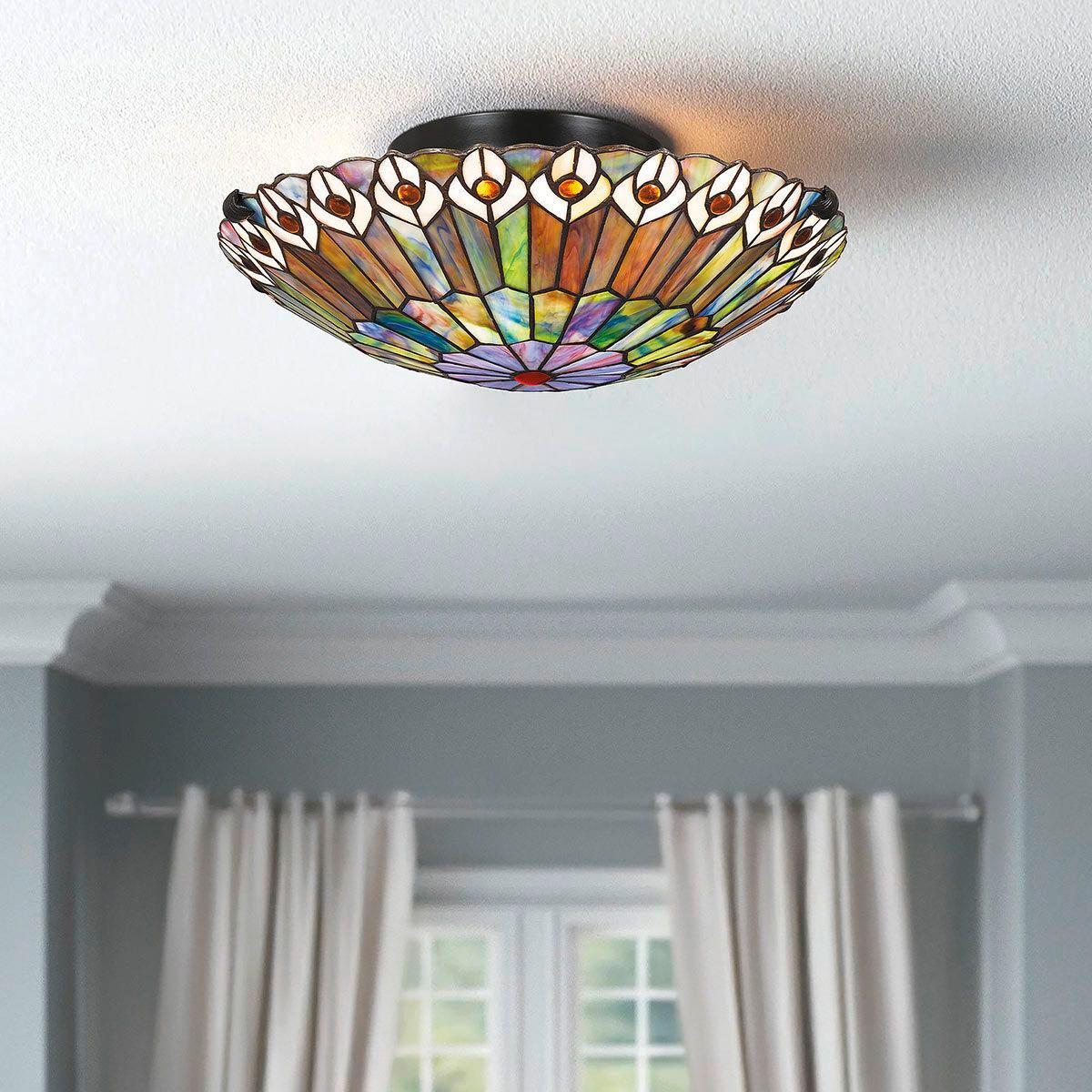 Mennyezeti Lámpa Qz-Watkins-F-Vb - sötétbarna/többszínű, Konventionell, üveg/fém (13,5/42,0cm) - Elstead Lighting