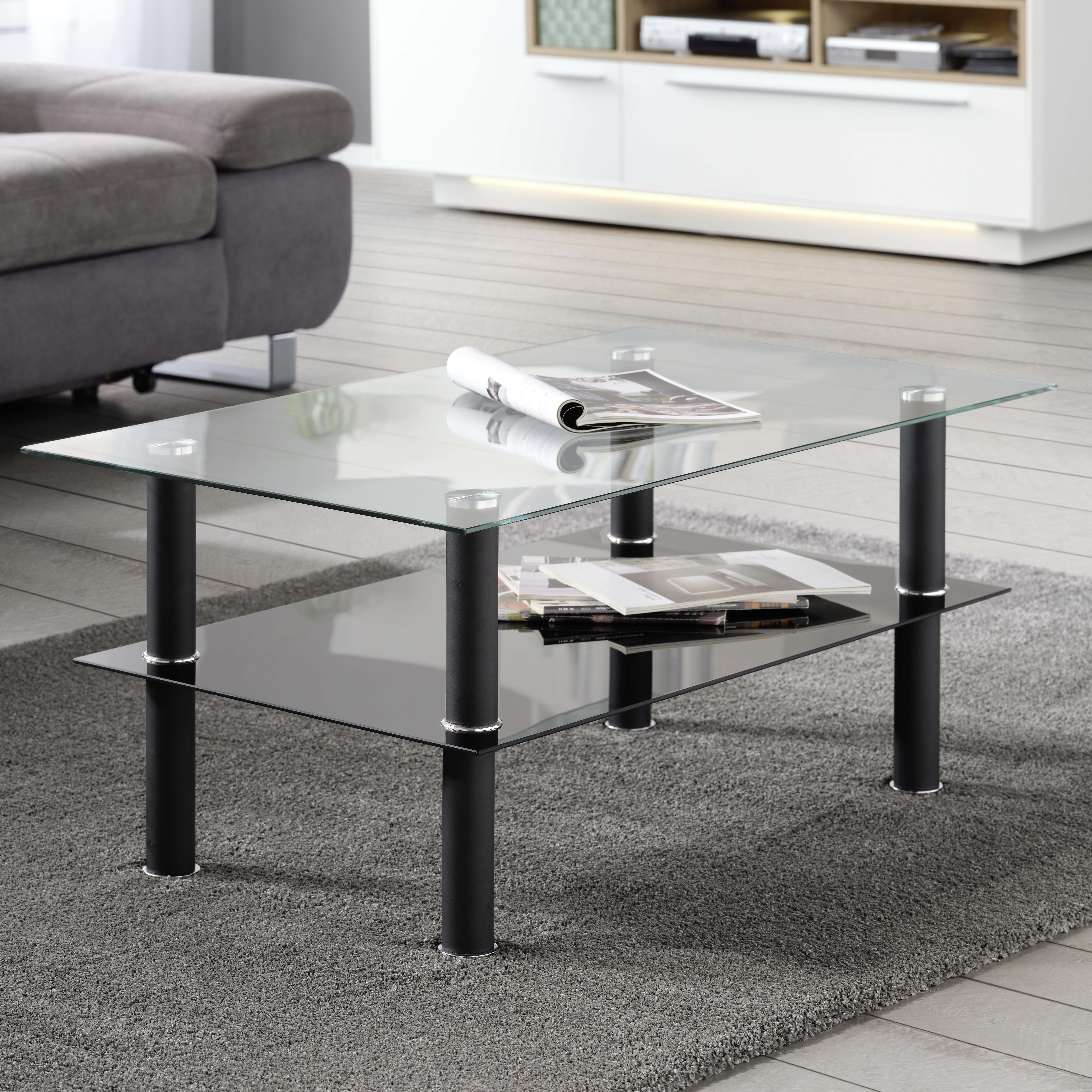 Konferenčný stolík DAYTONA - čierna/číra, Modern, kov/sklo (100/45/60cm) - Based