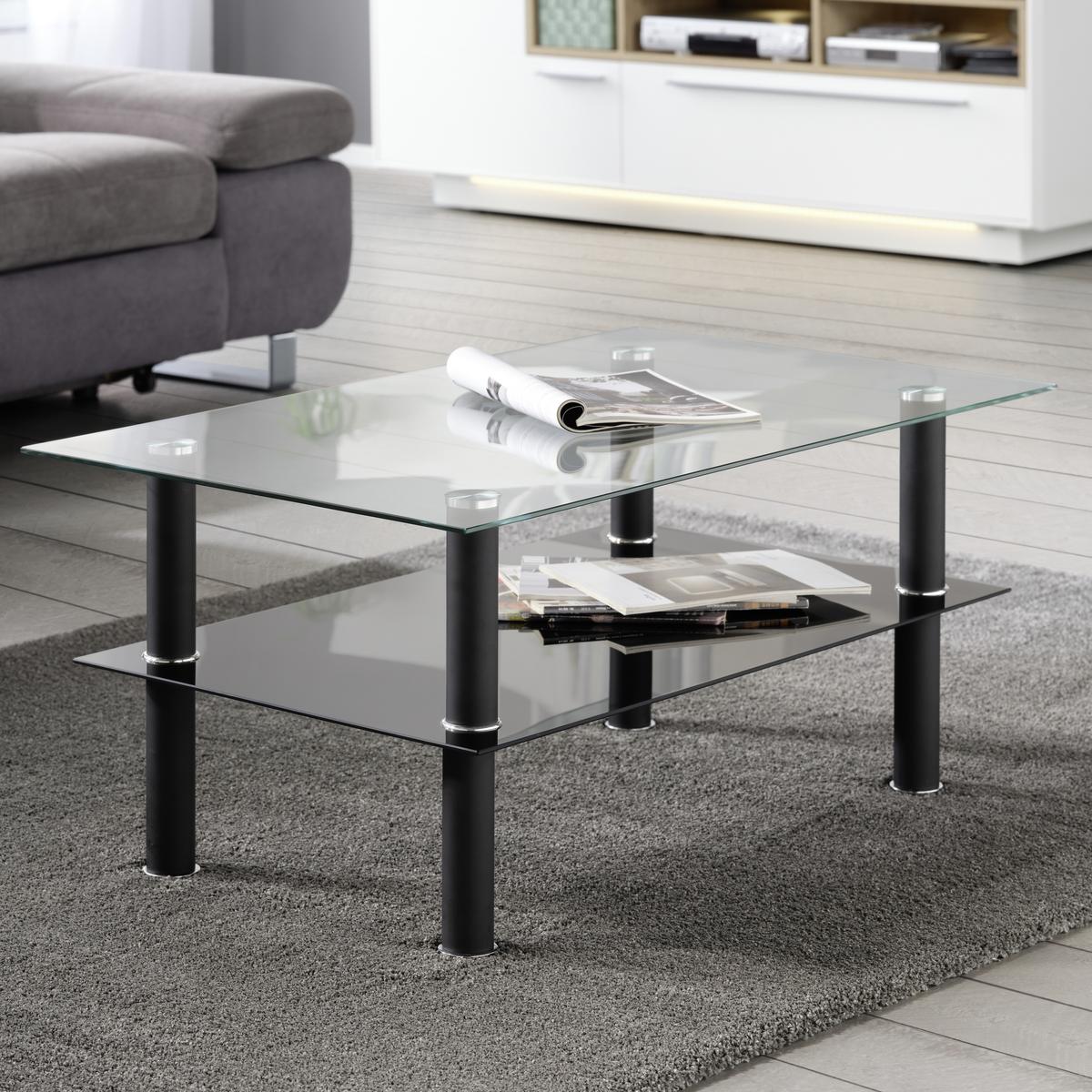 Konferenční stolek DAYTONA - černá/čiré, Moderní, kov/sklo (100/60/45cm) - Based