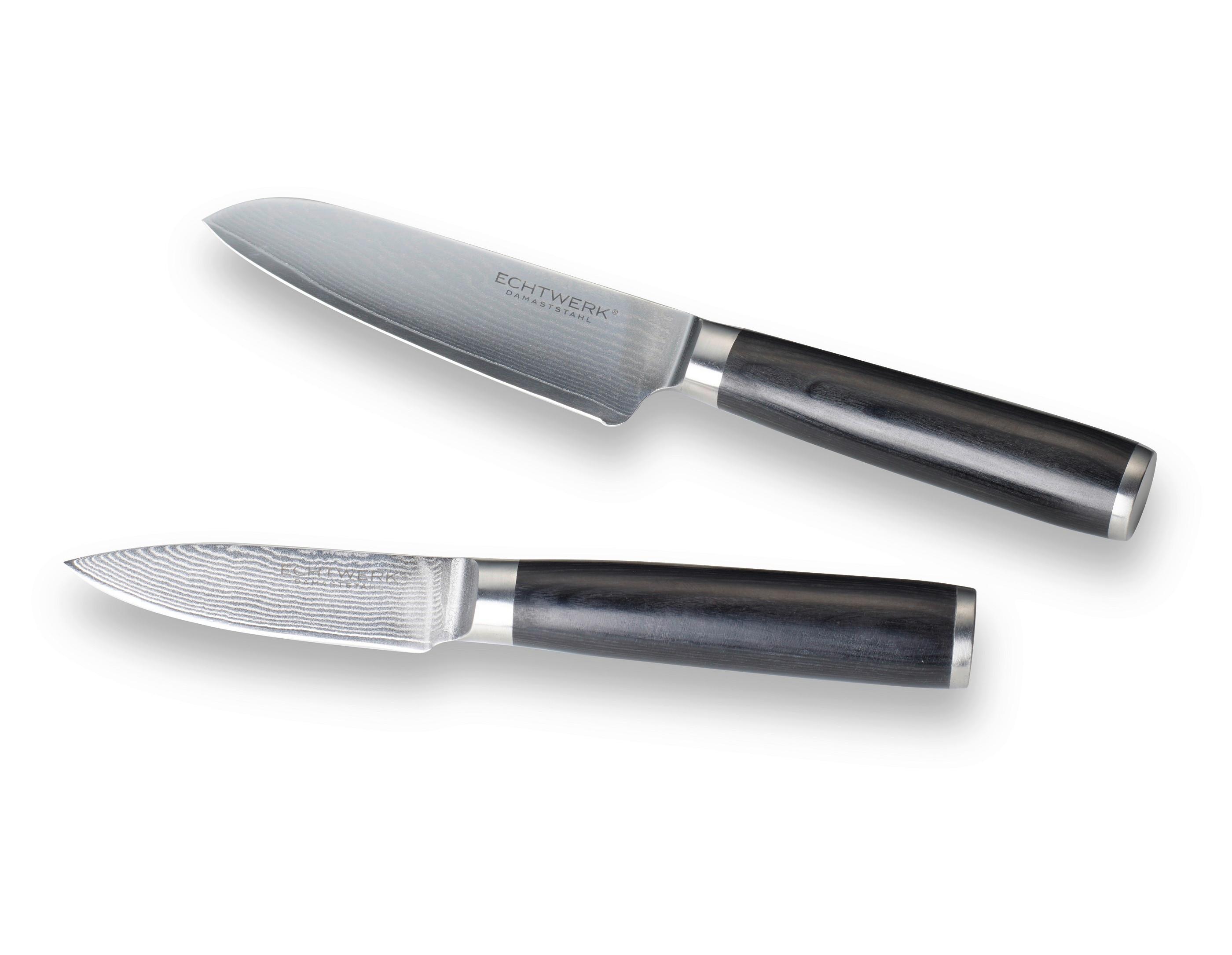 Messerset Damaszener 2-Tlg. Damaststahl Klinge - Silberfarben/Schwarz, Basics, Metall - Echtwerk