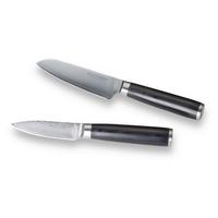 Messerset Damaszener 2-Tlg. Damaststahl Klinge - Silberfarben/Schwarz, Basics, Metall - Echtwerk