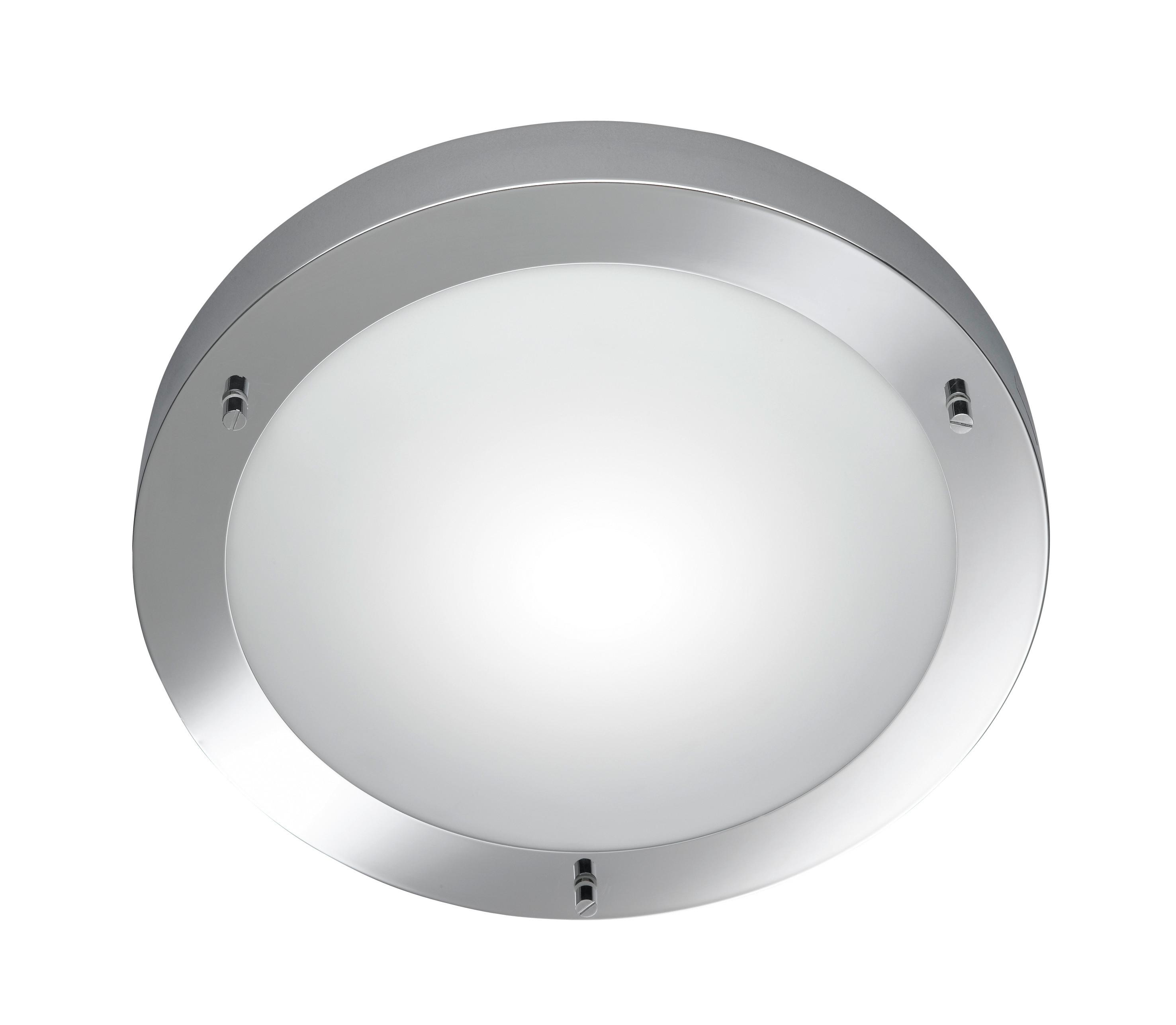 Deckenleuchte IP44 Ø 31,5 cm 1-Flammig rund Opalglas matt - Chromfarben/Weiß, Basics, Glas/Metall (31,5/31,5/8cm) - Trio Leuchten