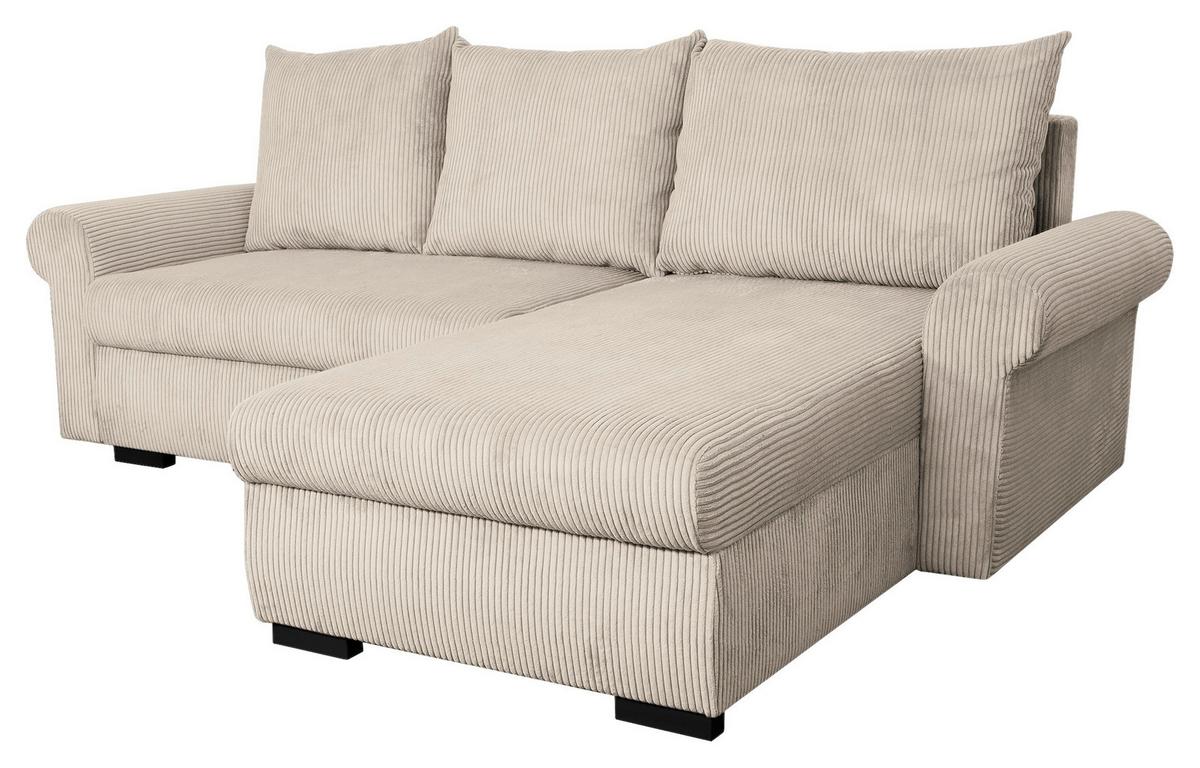 ECKSCHLAFSOFA Vasco, Beige LF: 233x168 cm - Beige/Schwarz, Trend, Textil (233/168cm)