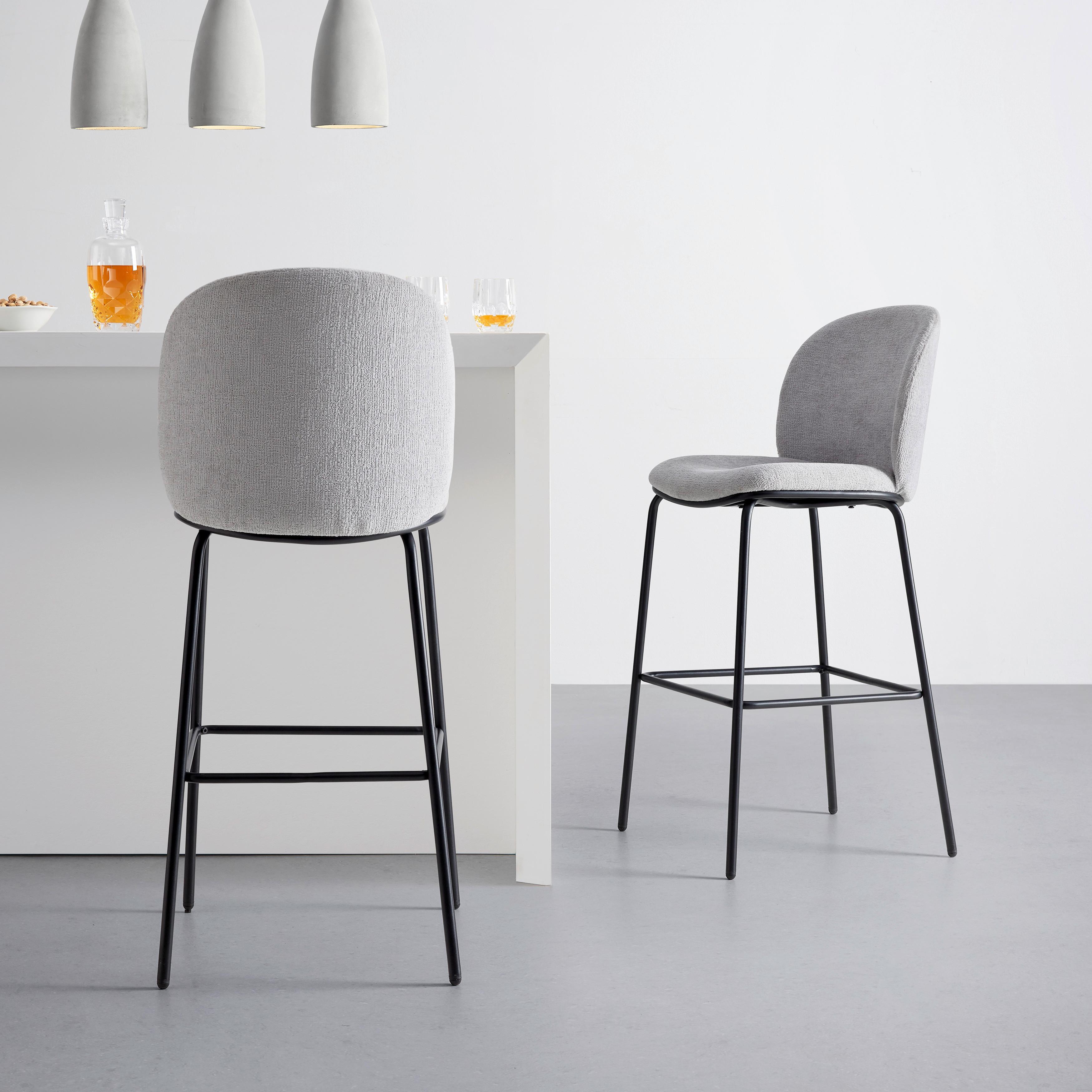 BAROVÁ STOLIČKA MALEA - čierna/svetlosivá, Modern, kov/drevo (46/103/53cm) - Bessagi Home