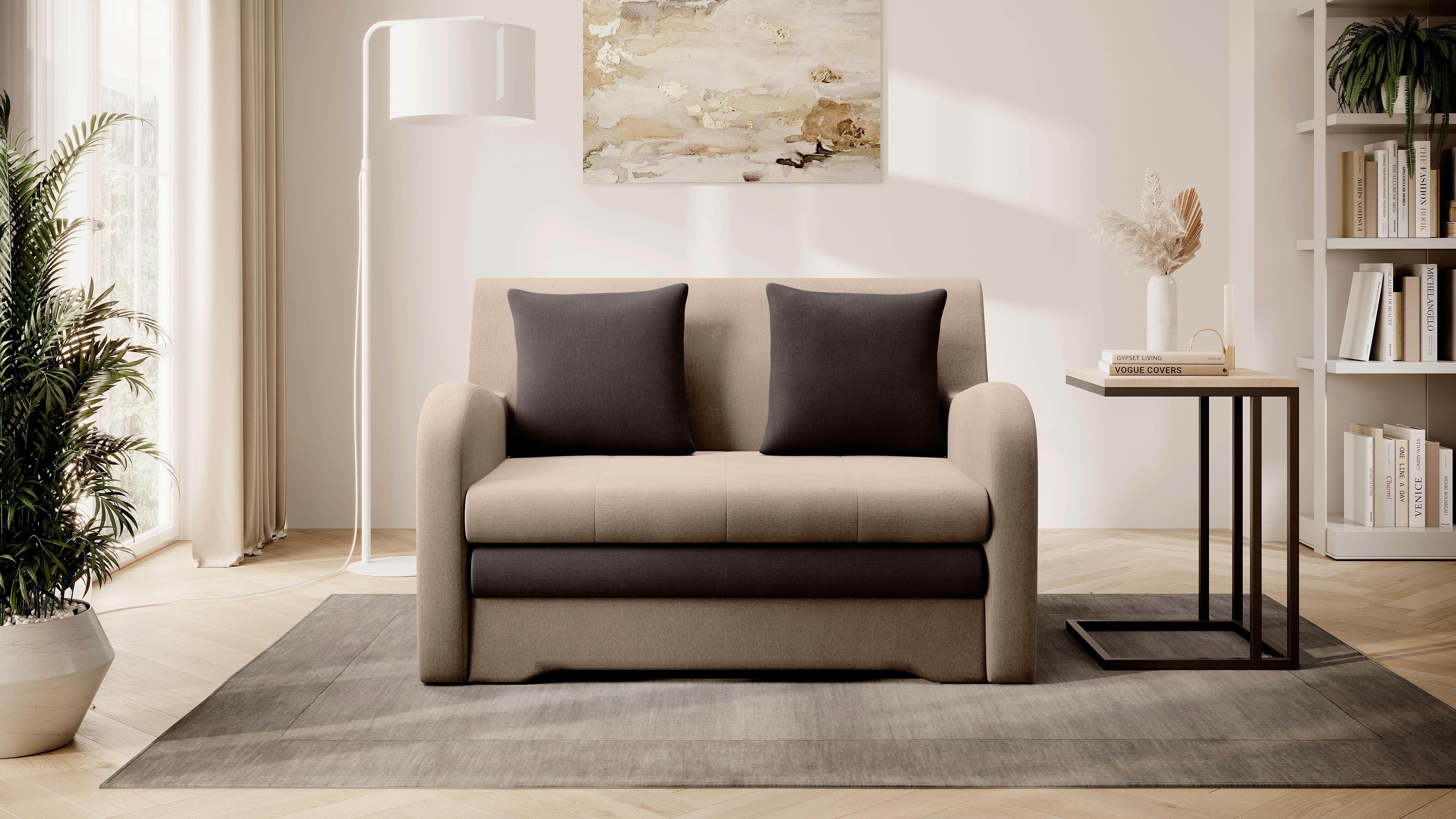 Schlafsofa Ario Braun, Beige, B: 244 cm - Beige/Dunkelbraun, Design, Textil (244/97/97cm) - MID.YOU