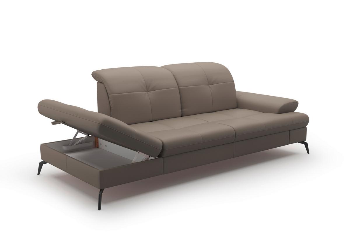 Récamiere Amica E, Grau B: 231 Cm - Schwarz/Grau, KONVENTIONELL, Leder/Textil (231/90/122cm) - Sit & More