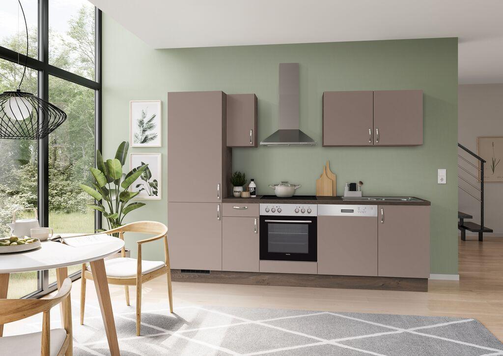Küchenblock Ip 3150 - Eiche dunkel/Cappuccino, Basics, Holzwerkstoff (270cm) - Impuls