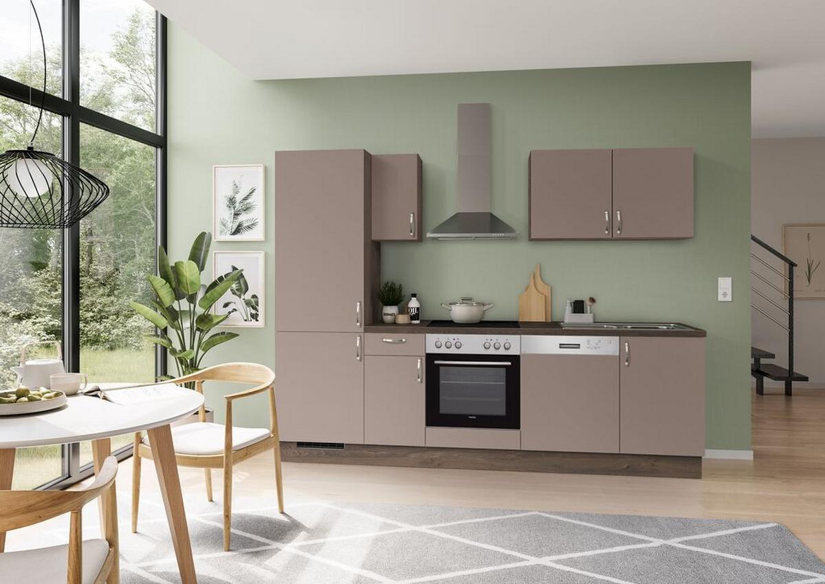 Küchenblock Ip 3150 - Eiche dunkel/Cappuccino, Basics, Holzwerkstoff (270cm) - Impuls