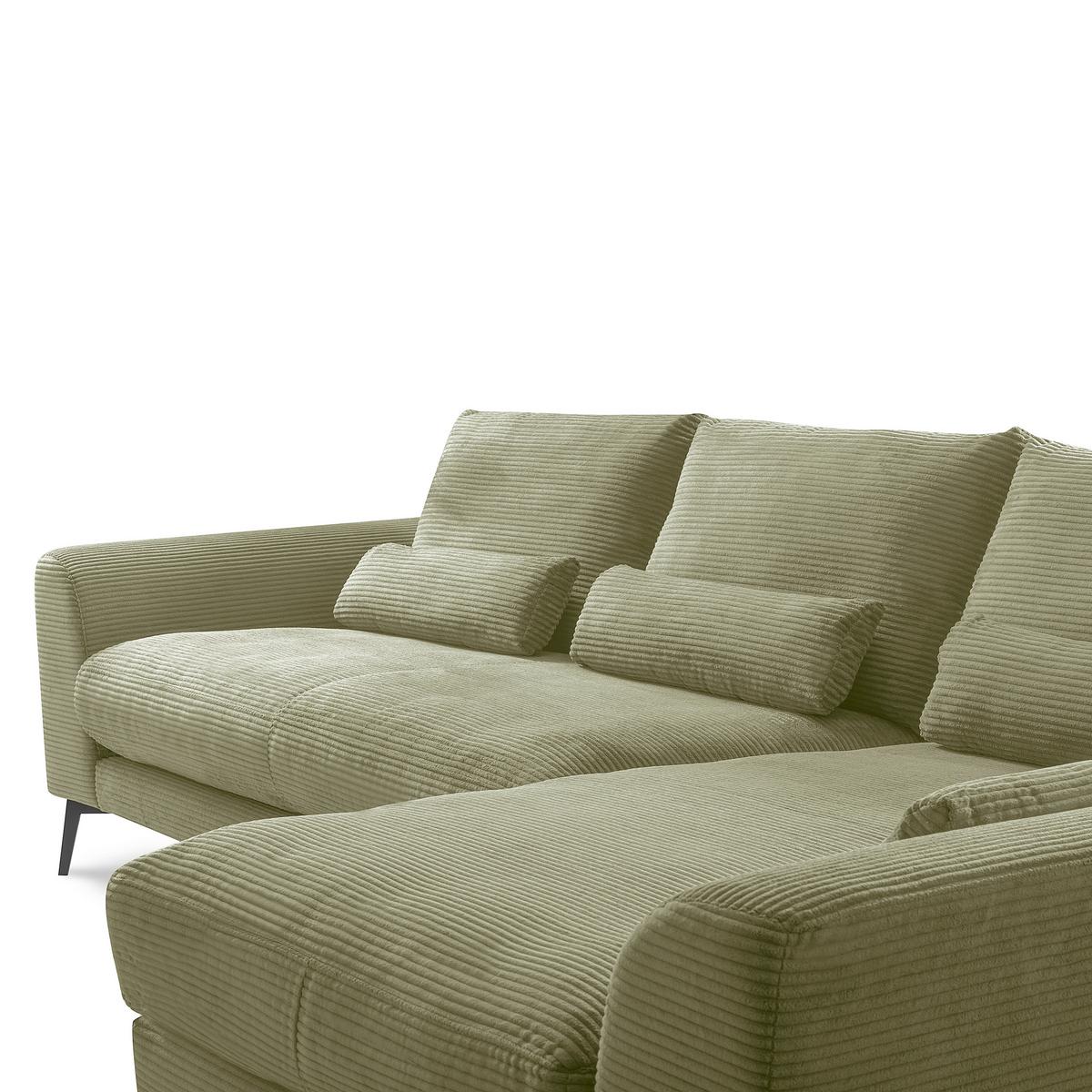 Ecksofa Berlin Cord Olivgrün 313x172 cm - Schwarz/Olivgrün, Design, Textil (313/172cm) - P & B
