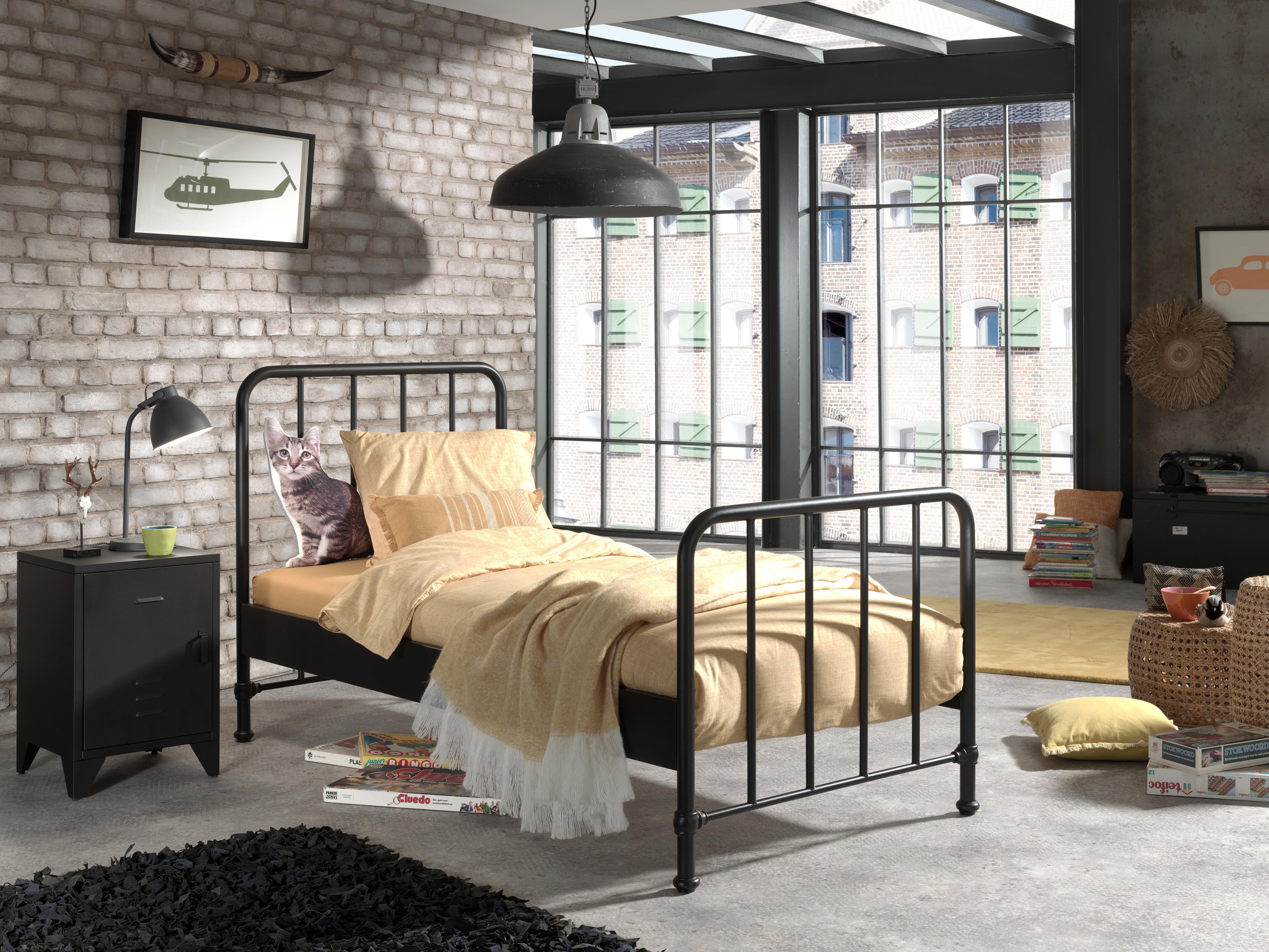Nočný stolík BRONXX čierny matný - čierna, Modern, kov (40/60/40cm) - MID.YOU