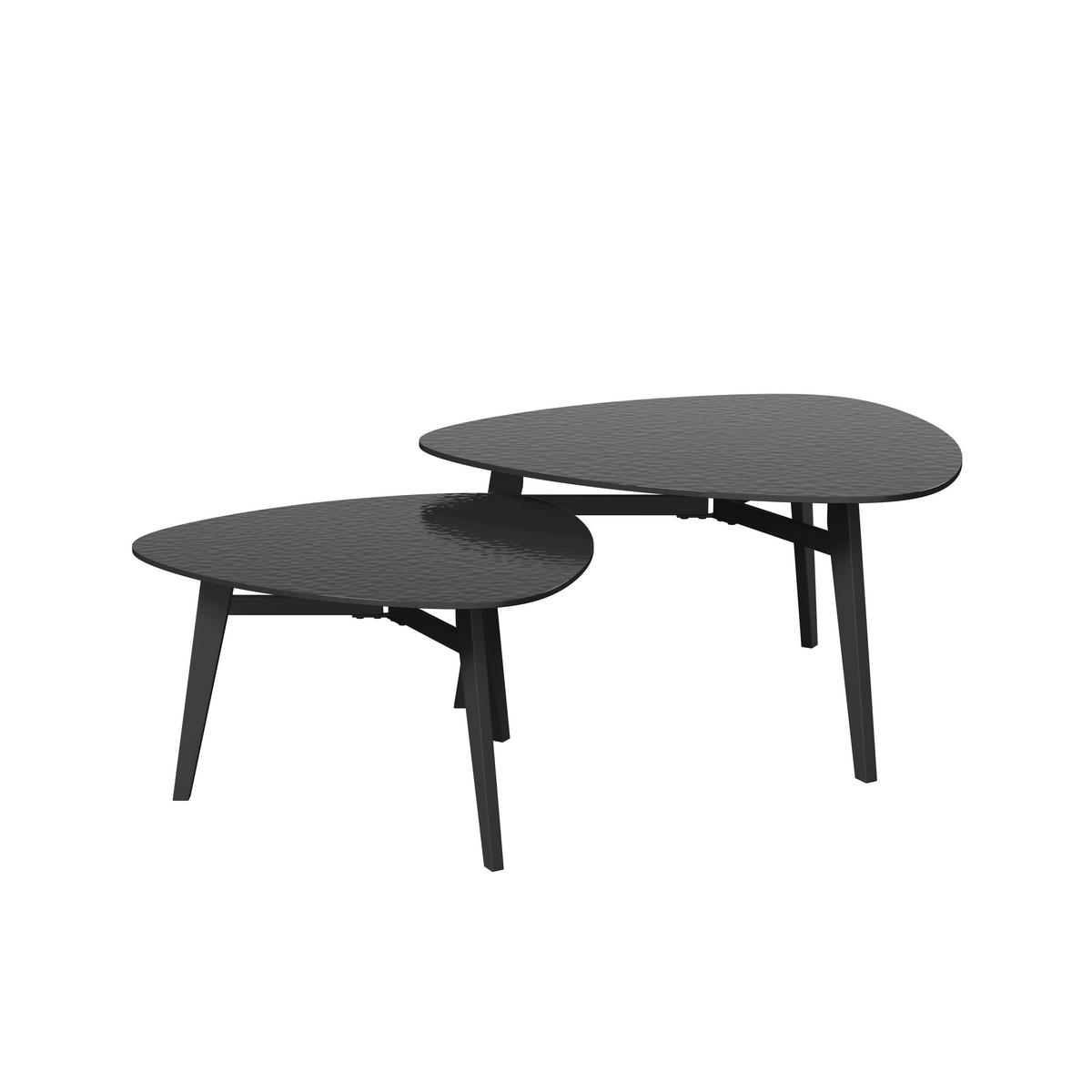 Konferenční stolek Kelaya, P: 80/60cm - černá, Moderní, kov/sklo (80/60/42/36/80/60cm) - Bessagi Home