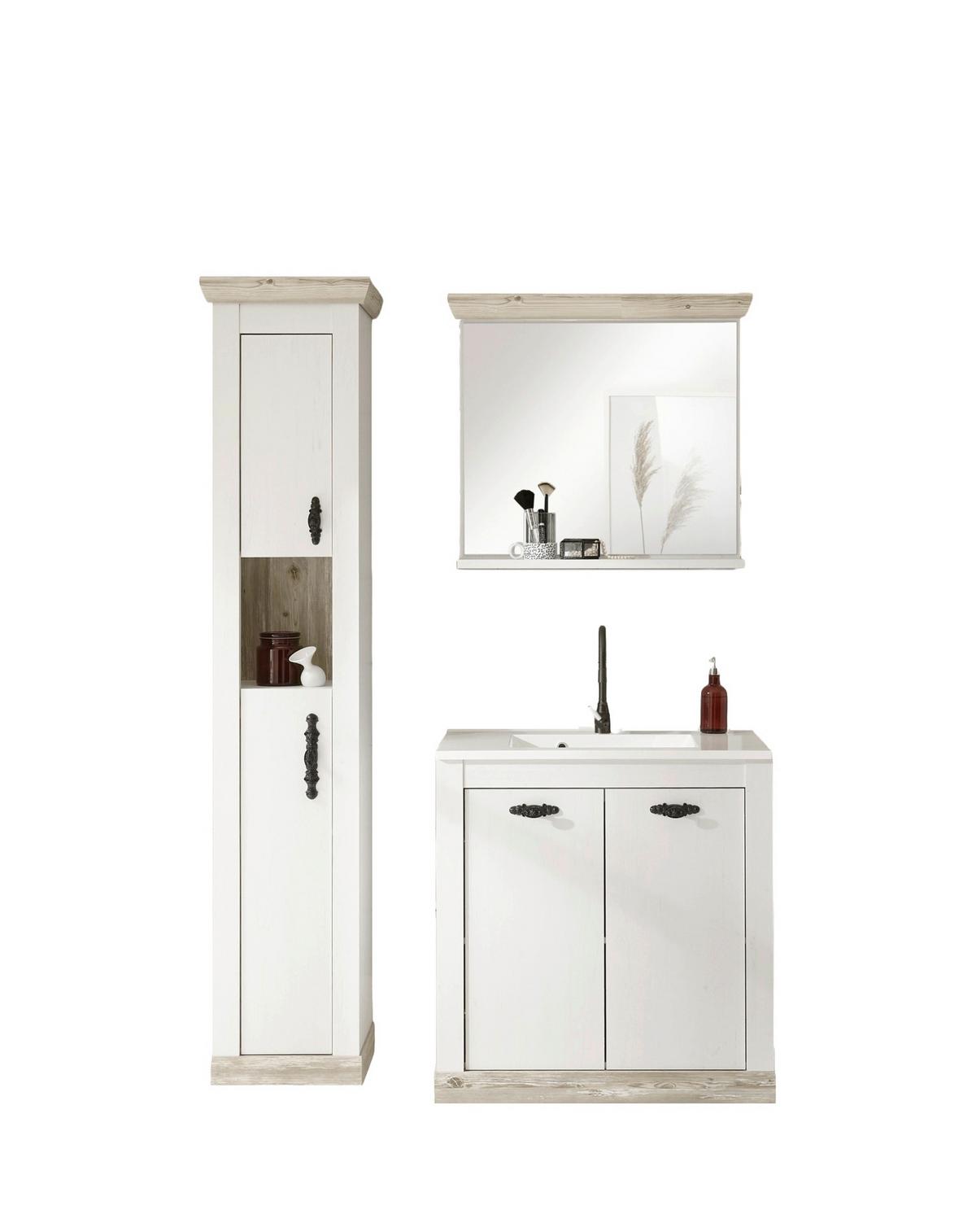 Badezimmer Florenz Pinienfarben B: 143xm - Weiß/Pinienfarben, Design, Holzwerkstoff (143/200/46cm) - MID.YOU