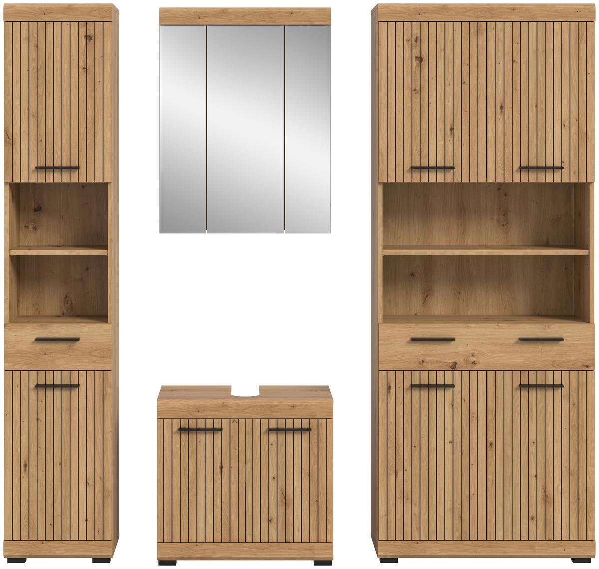 Badezimmer Scout Eiche Artisan Dekor B: 171cm - Schwarz/Eiche Artisan, Trend, Glas/Holzwerkstoff (171cm) - MID.YOU