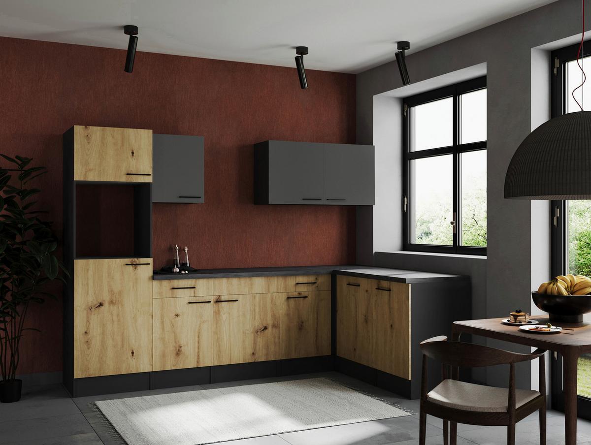 Eckküche Oliver Grau/artisan Dekor S:280x172cm - Eiche Artisan/Grau, Design, Holzwerkstoff (280/172cm) - Respekta